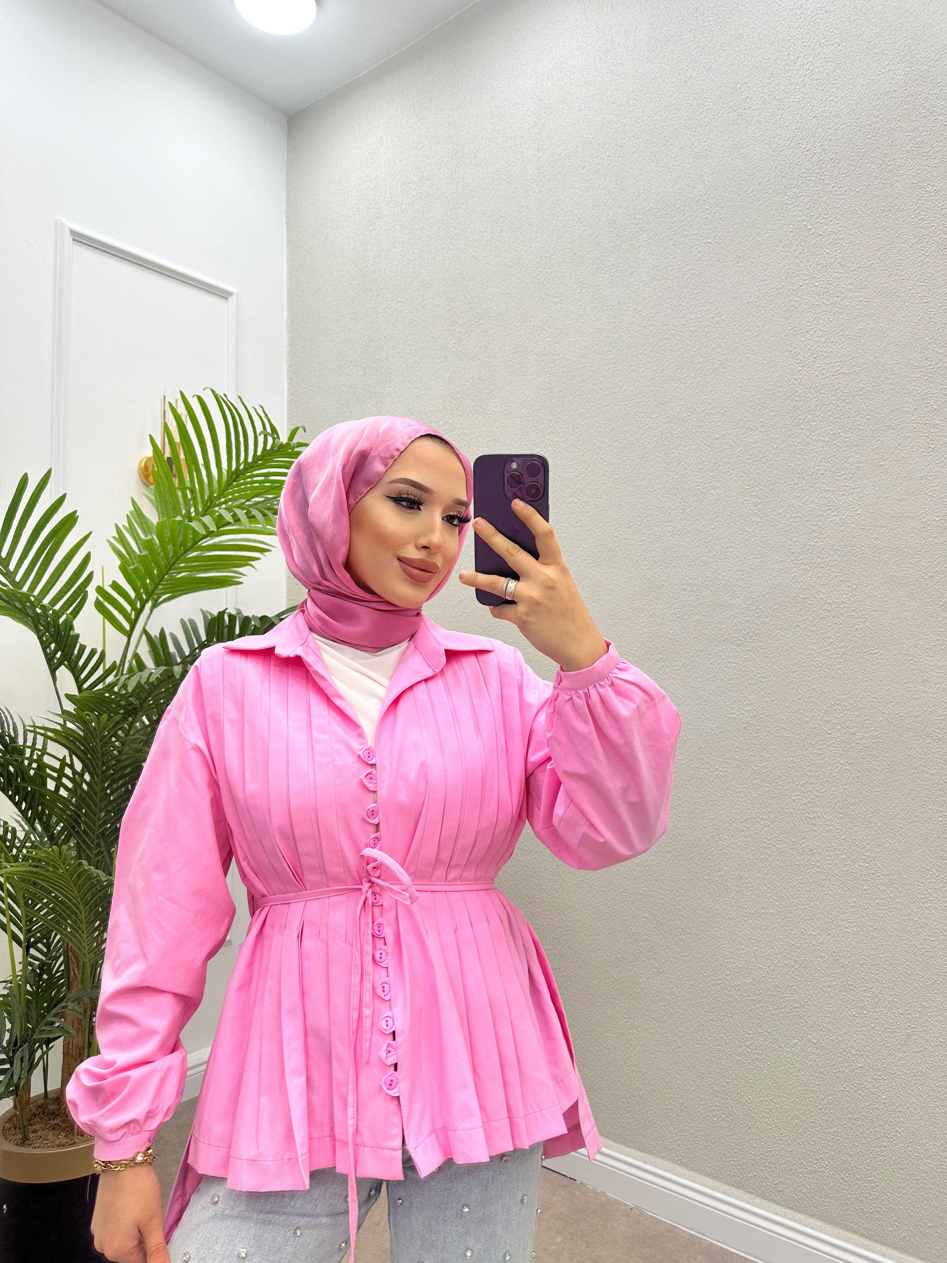 KOLU BAĞLAMALI GÖMLEK PEMBE