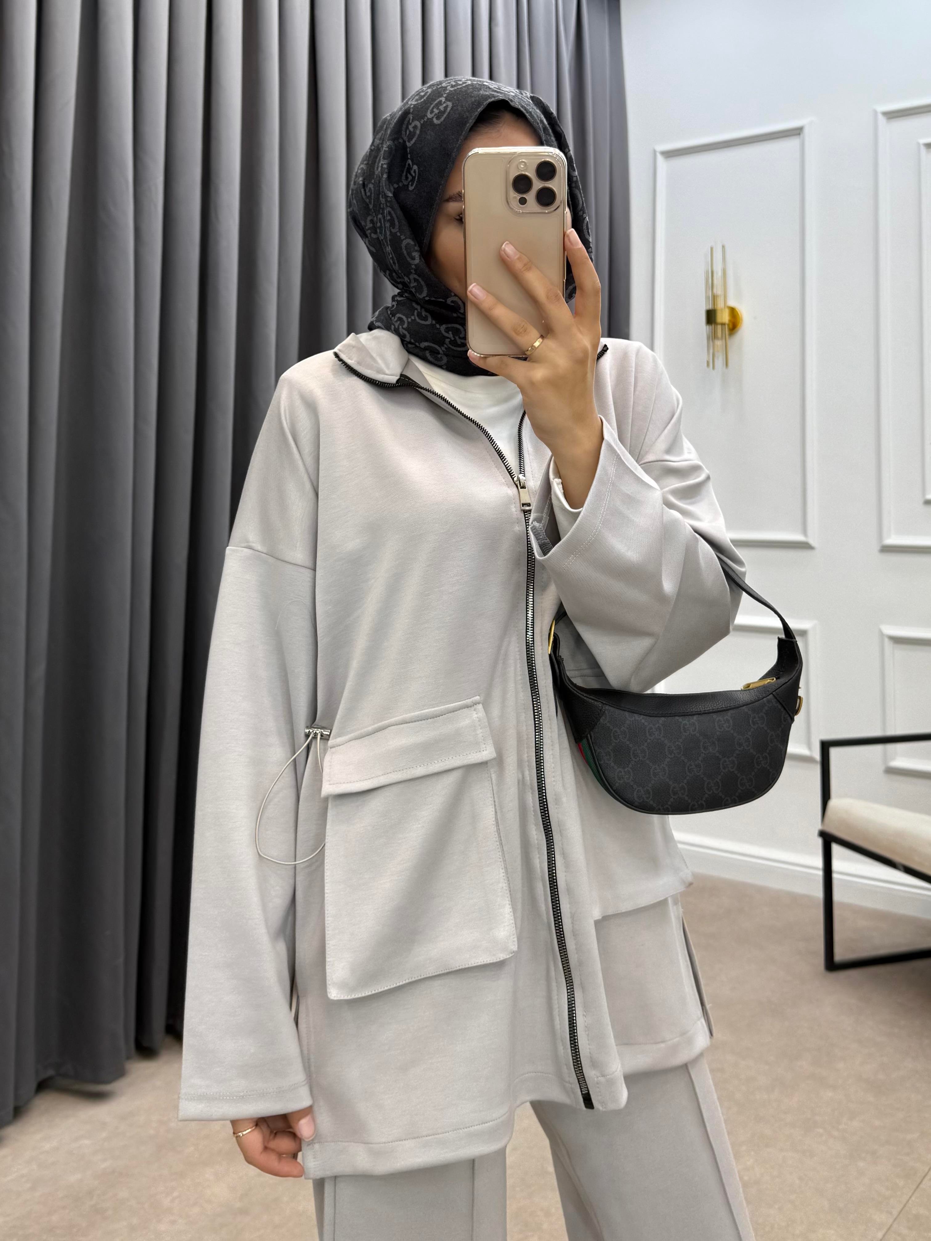 KÖRÜK CEPLİ PANTOLONLU TAKIM GRİ