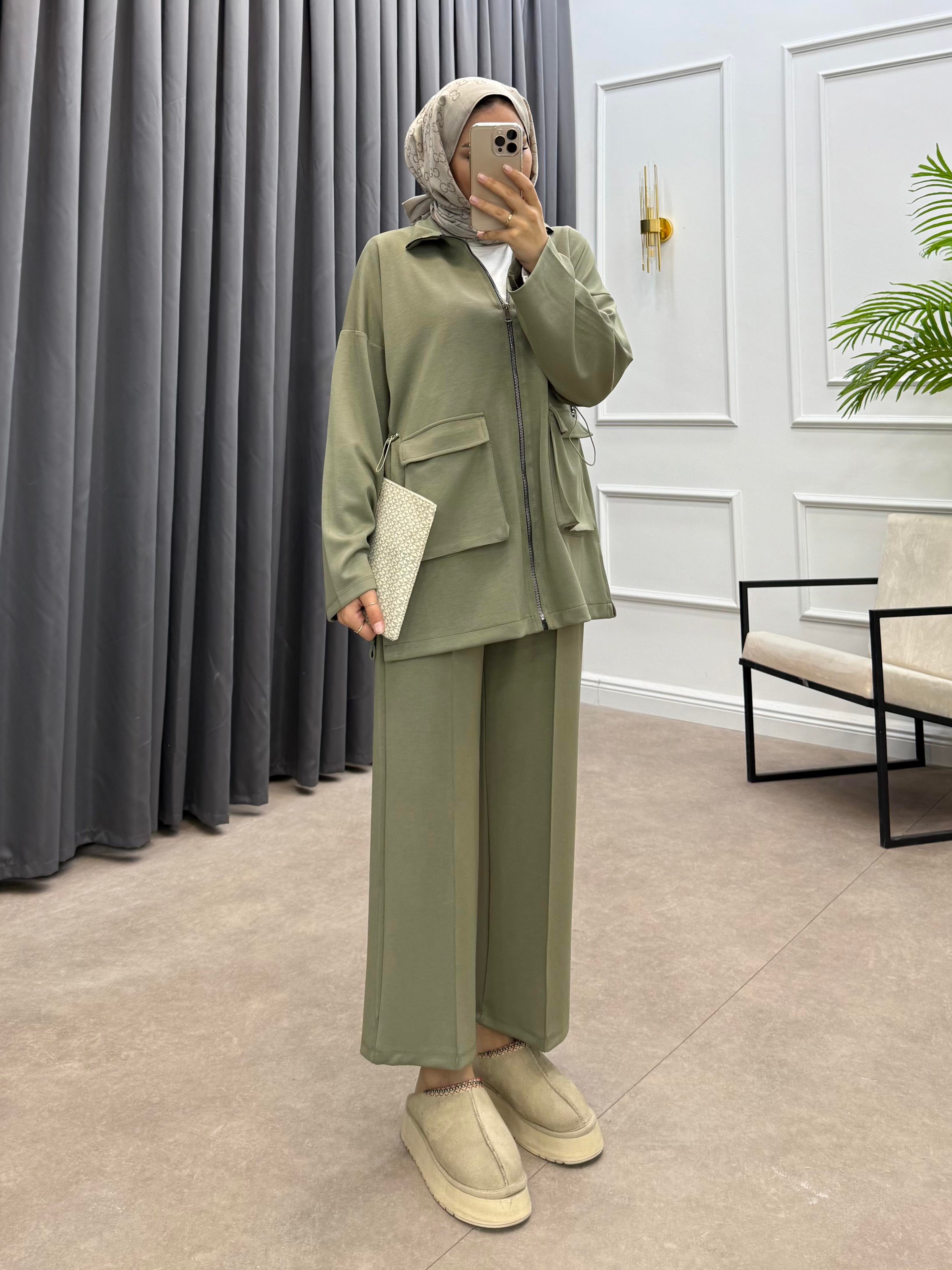 KÖRÜK CEPLİ PANTOLONLU TAKIM HAKİ