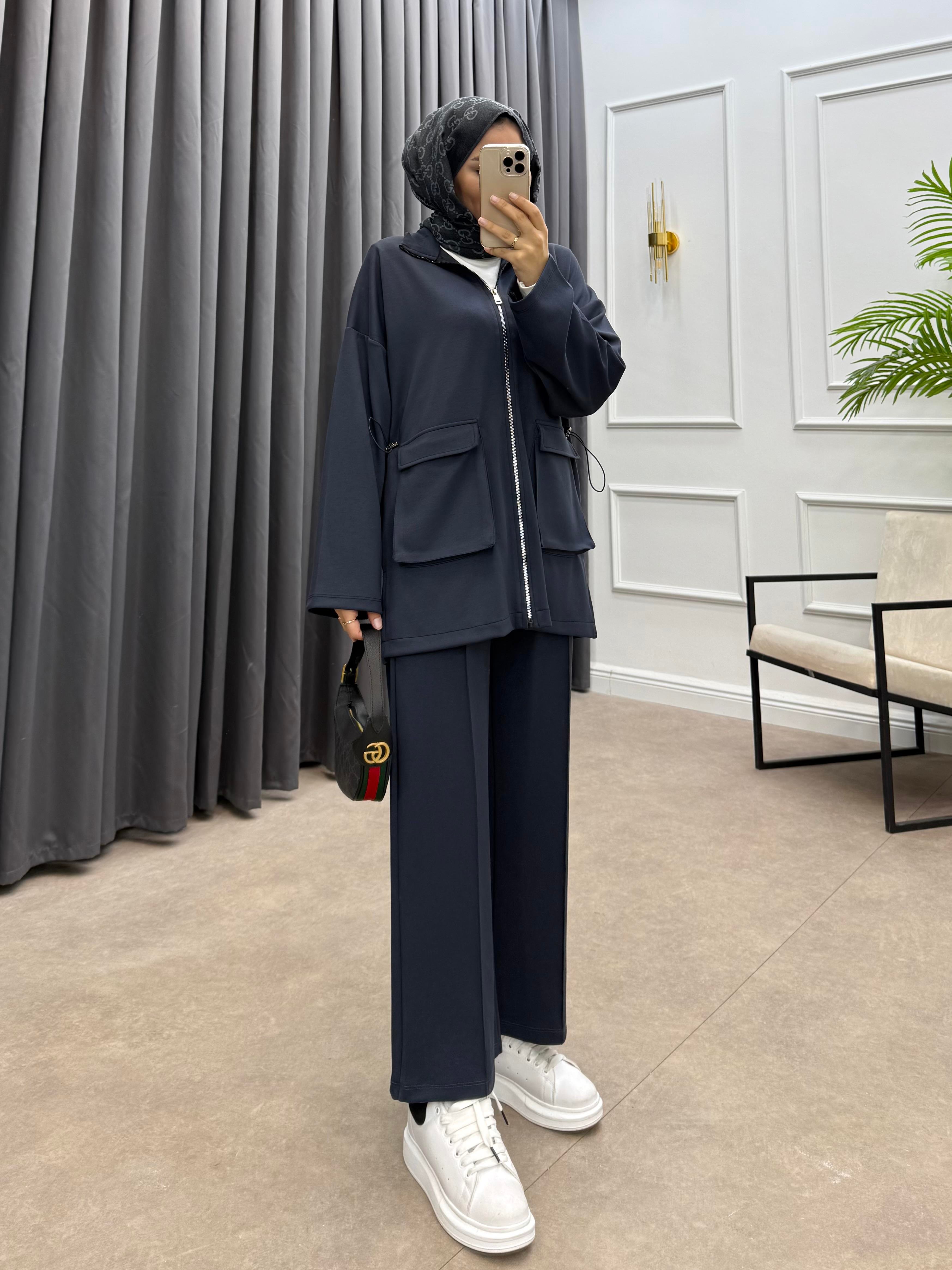 KÖRÜK CEPLİ PANTOLONLU TAKIM LACİVERT