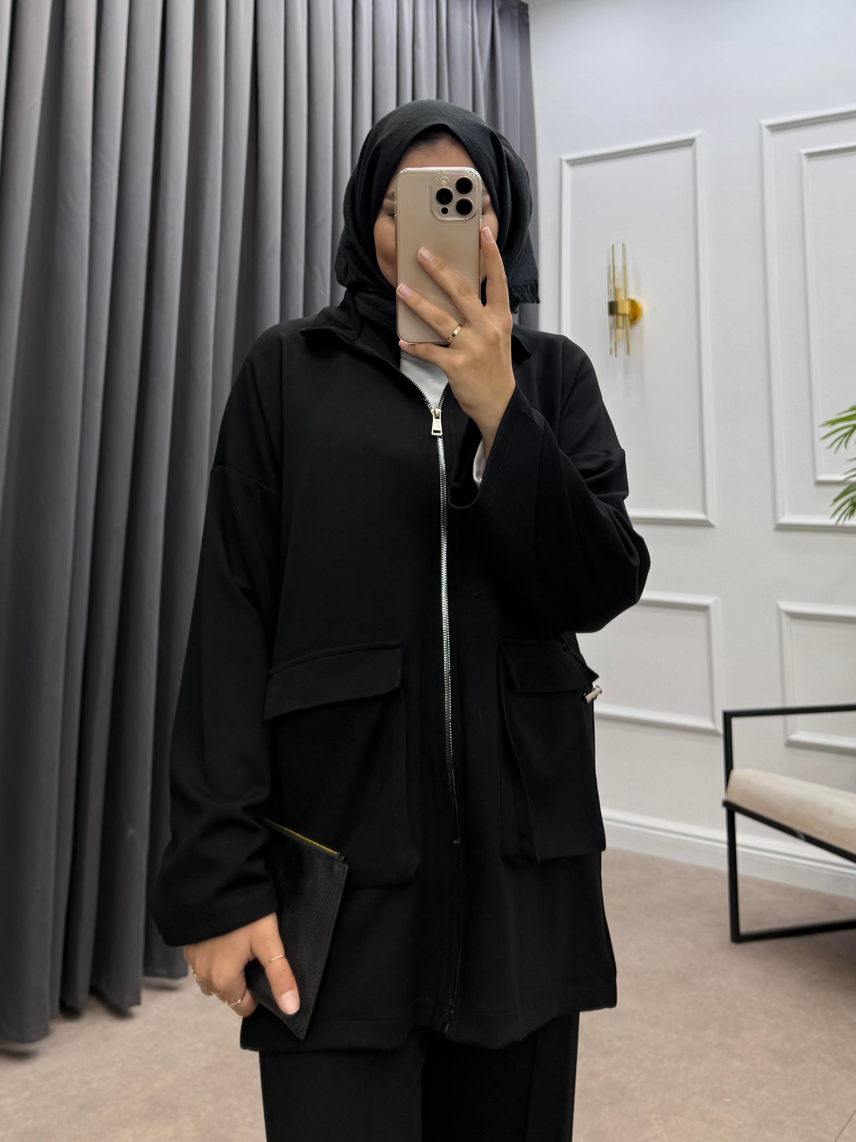 KÖRÜK CEPLİ PANTOLONLU TAKIM SİYAH