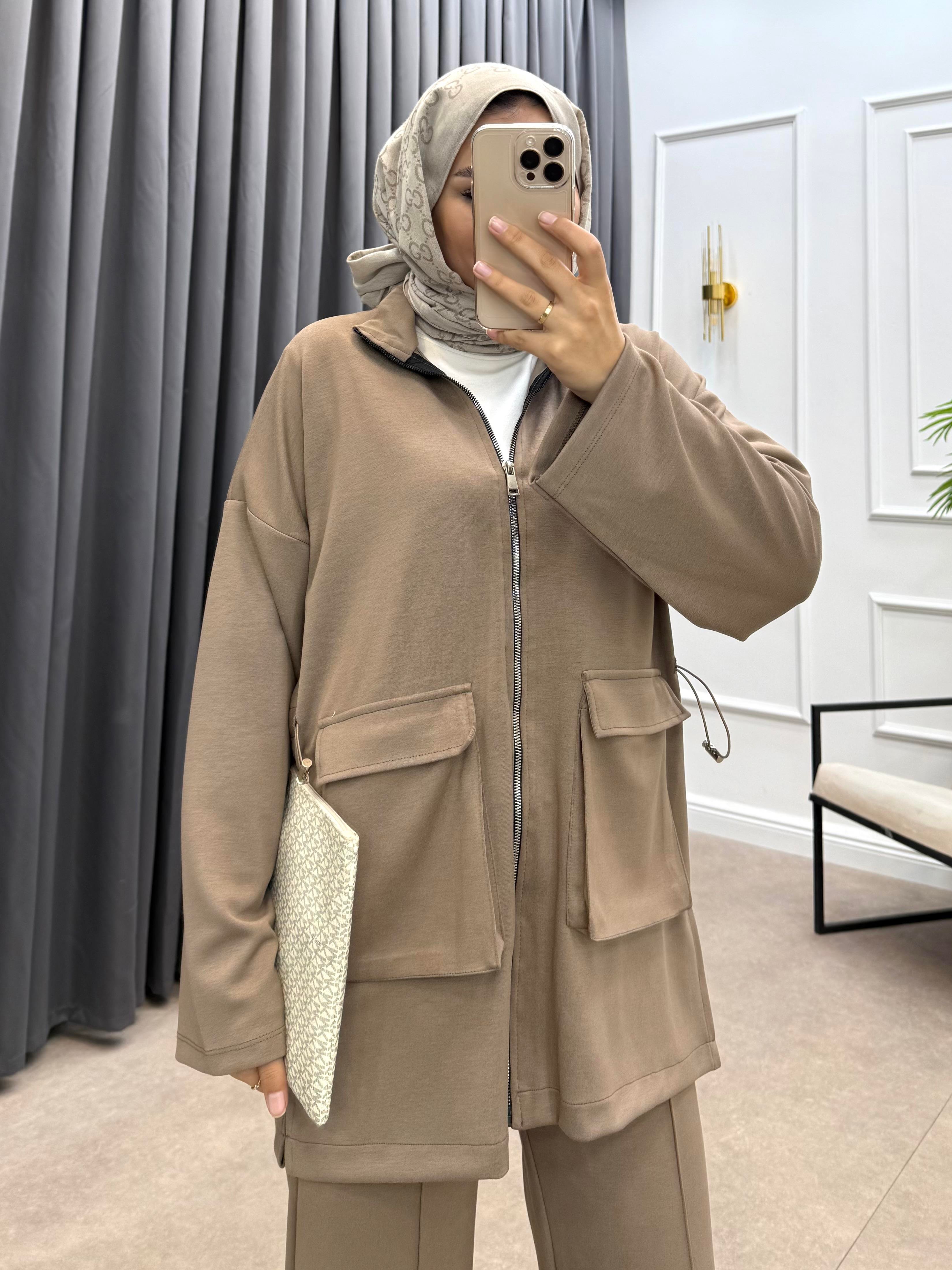 KÖRÜK CEPLİ PANTOLONLU TAKIM VİZON