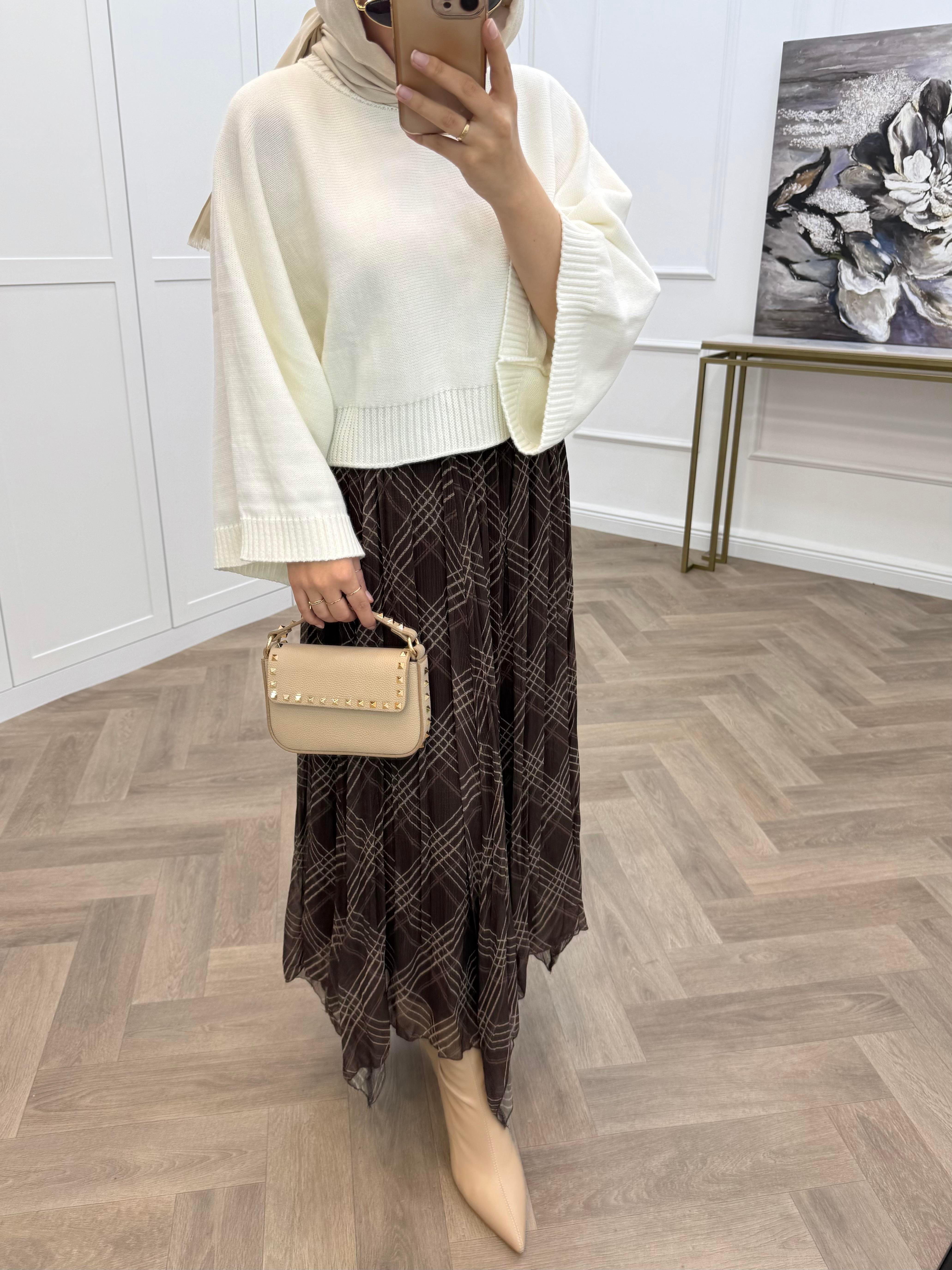 KRAŞ ŞİFON ETEK KAHVE