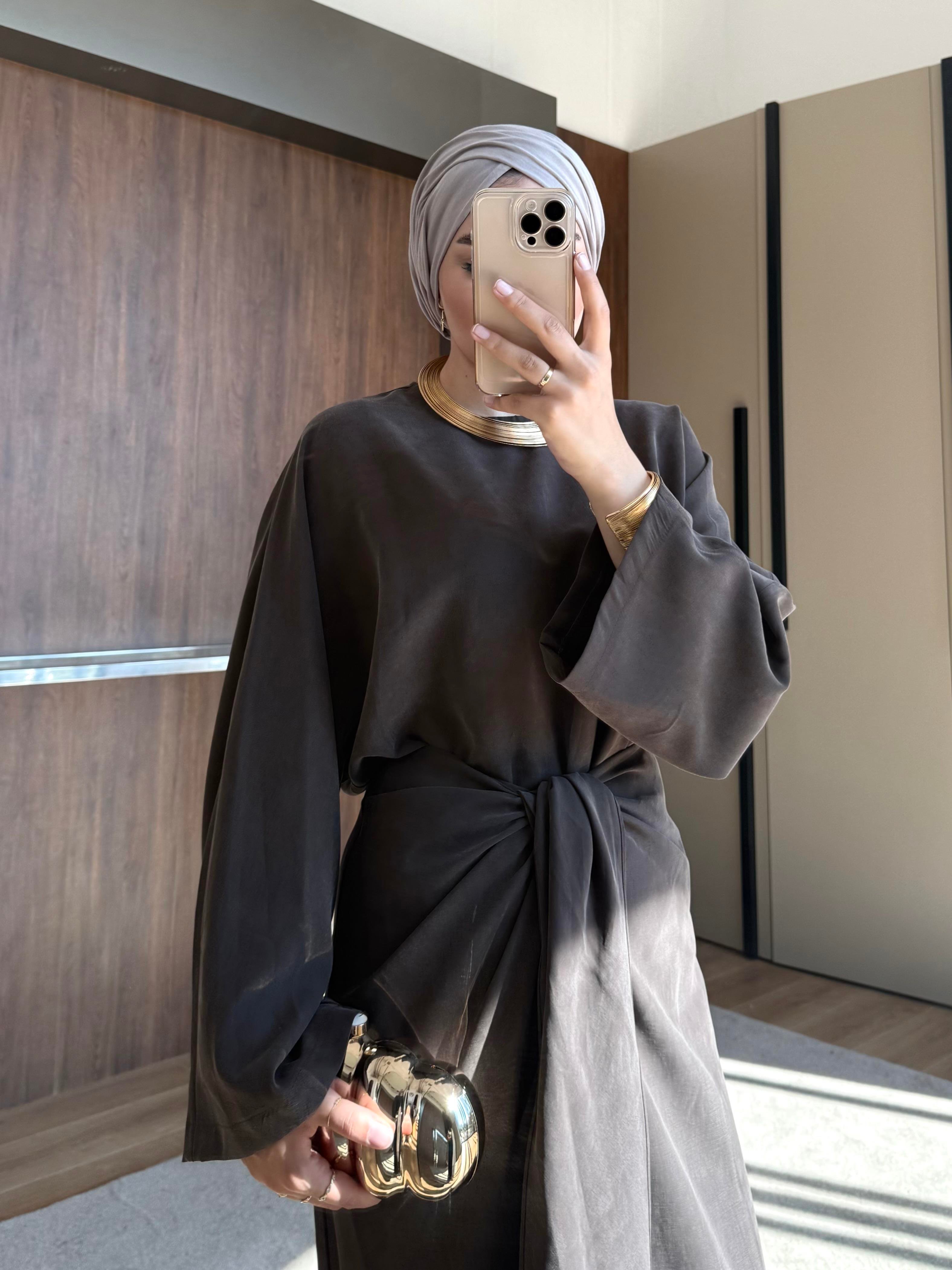 KURDELE DETAY ETEKLİ TAKIM KAHVE