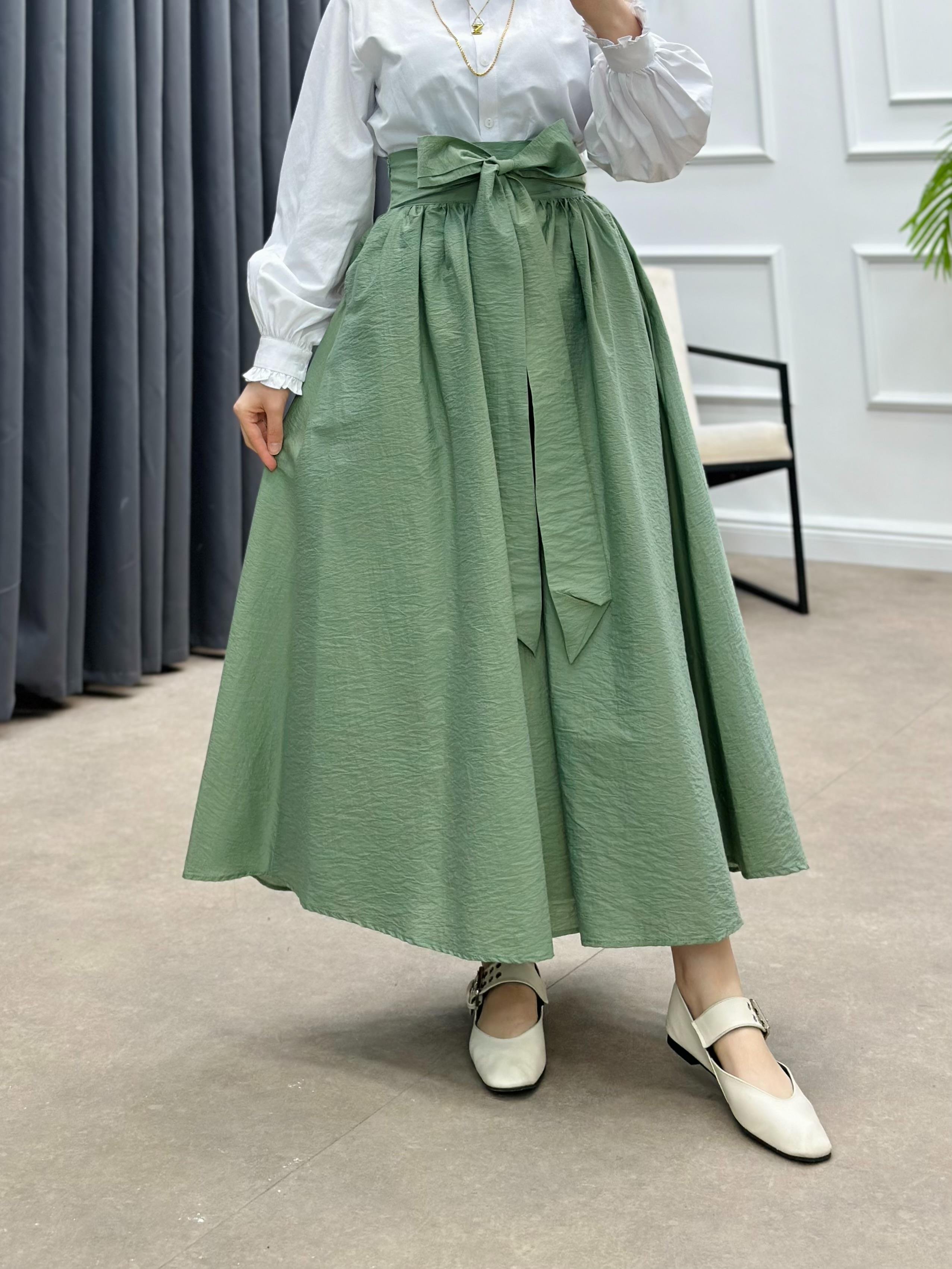 KURDELE DETAYLI PARAŞÜT ETEK MİNT