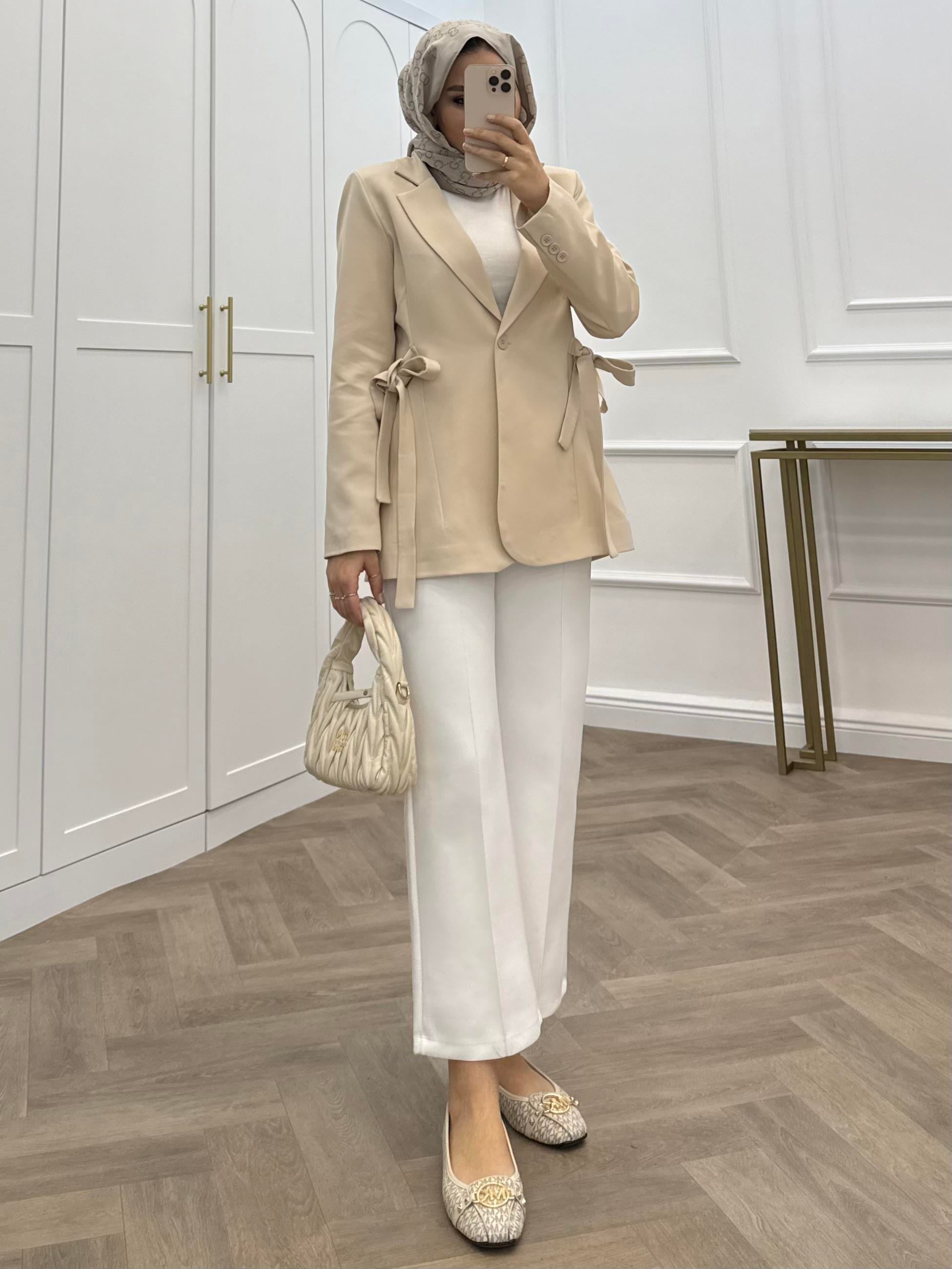 KURDELELİ BLAZER CEKET BEJ