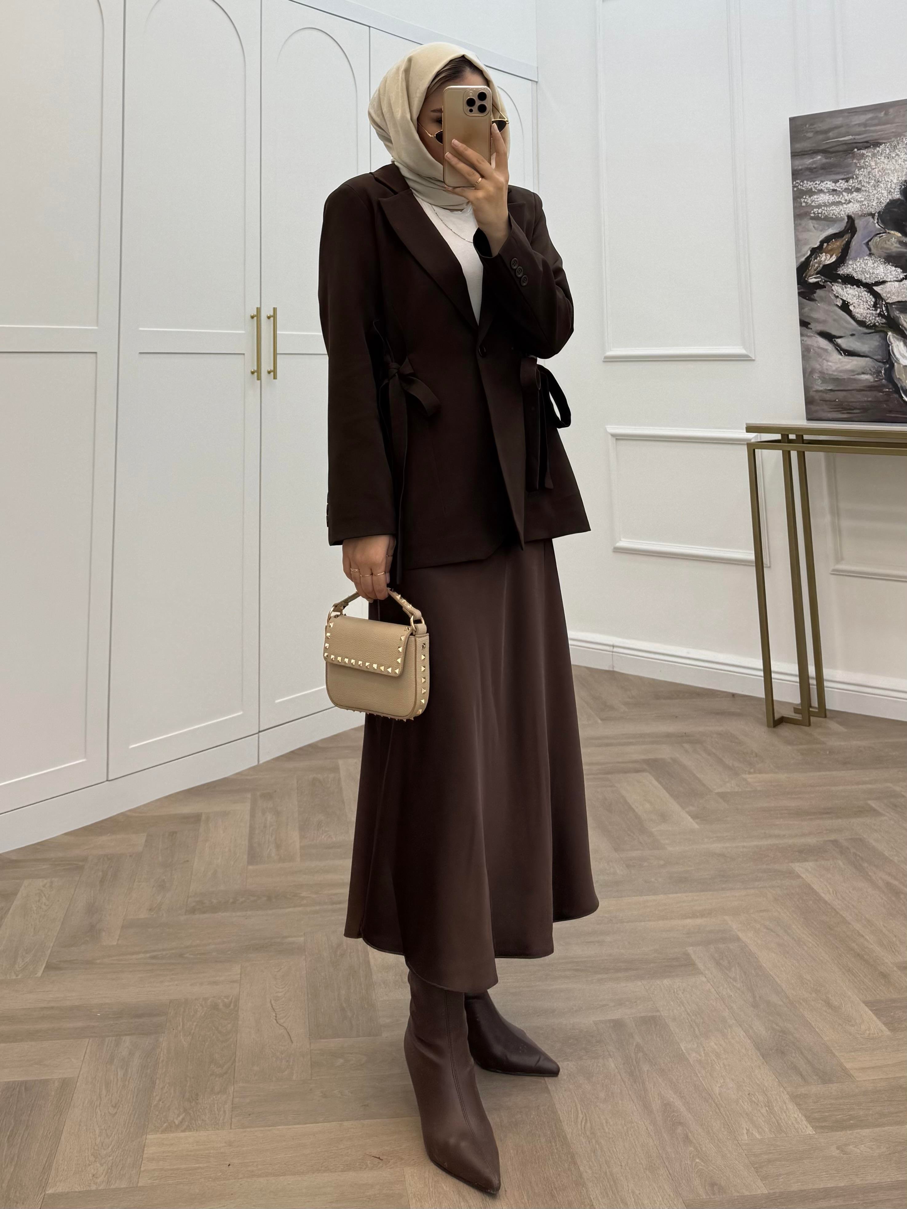 KURDELELİ BLAZER KAHVE 