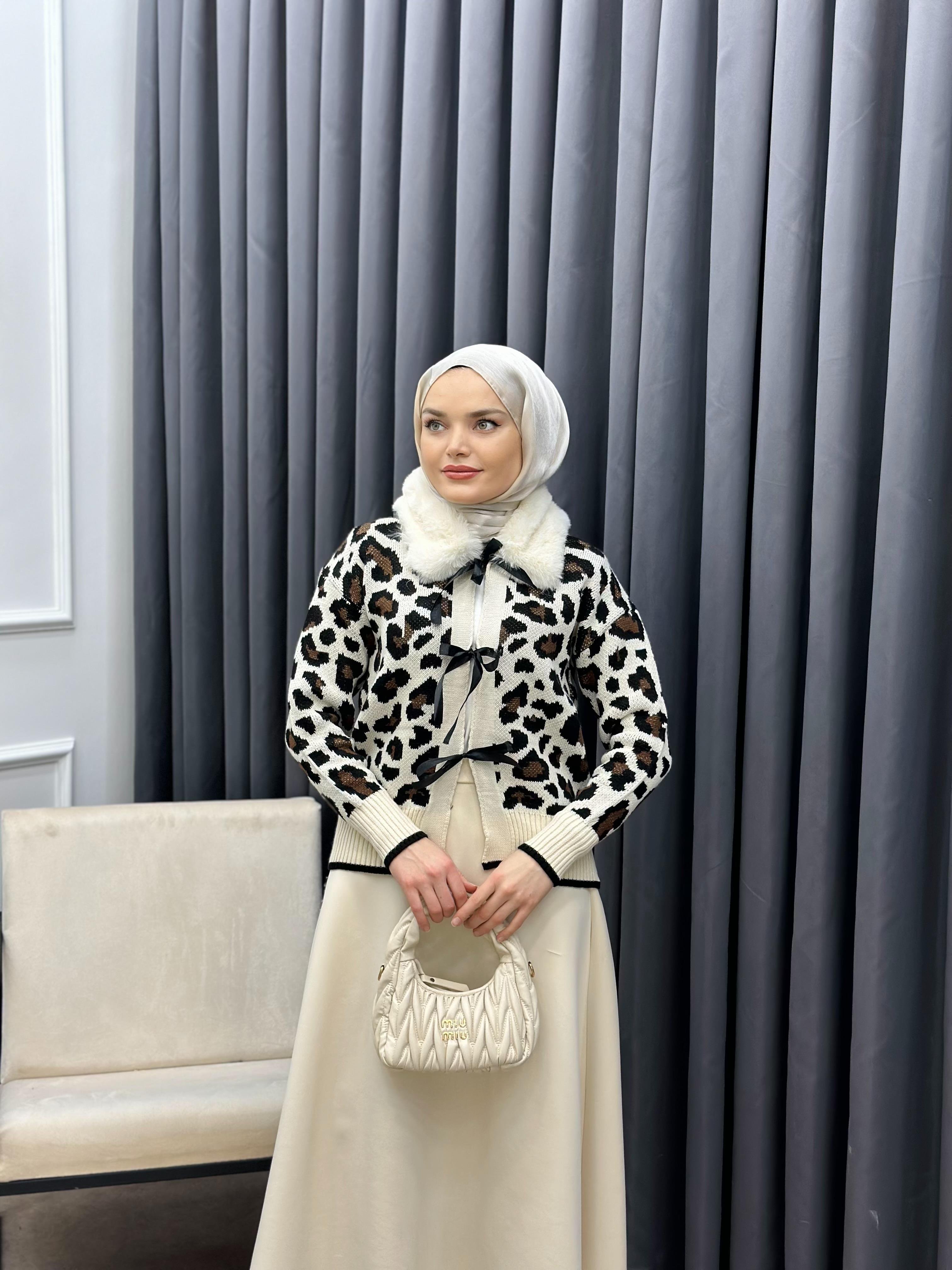 KÜRKLÜ LEOPAR HIRKA EKRU