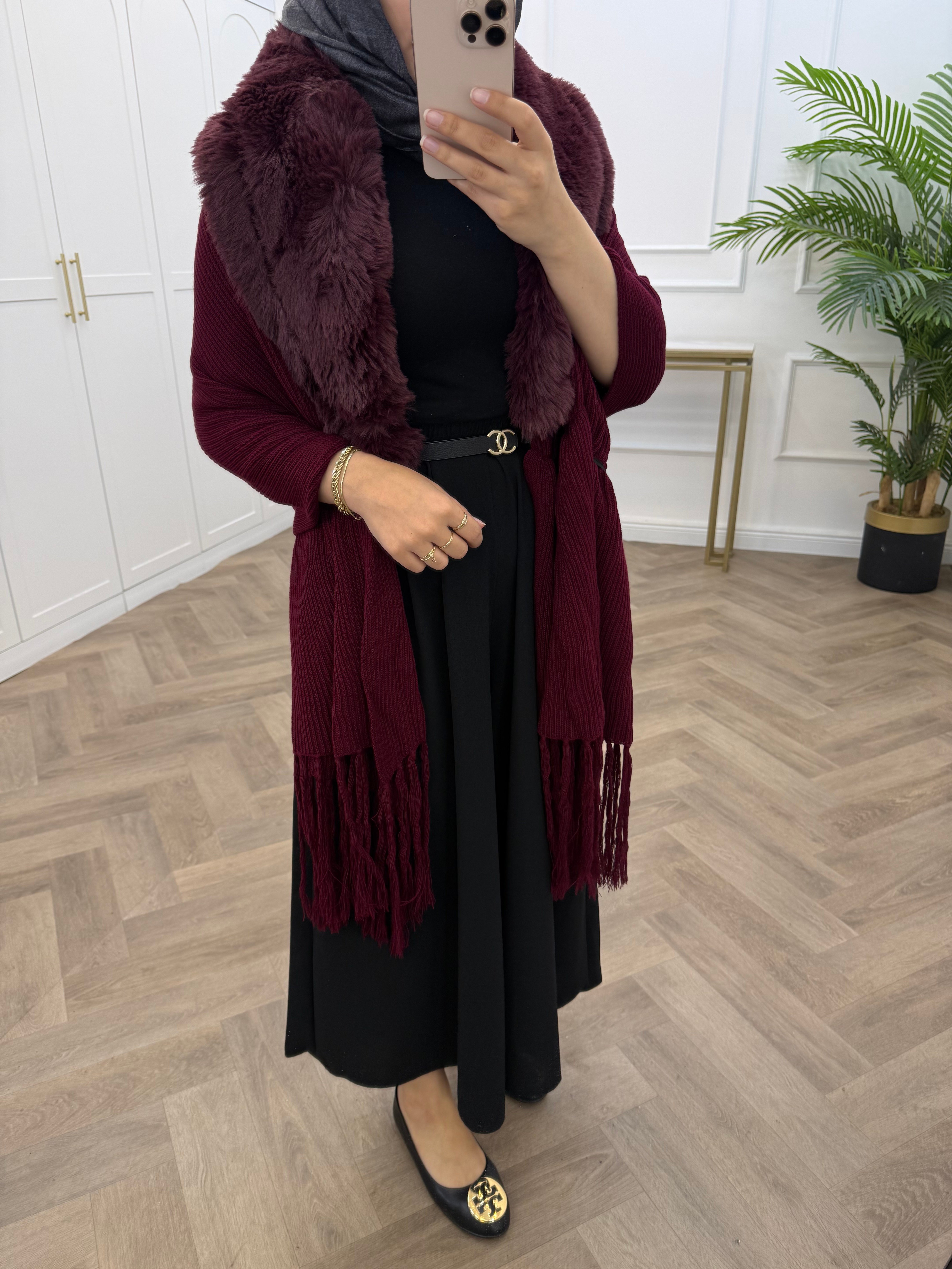 KÜRKLÜ ŞAL BORDO