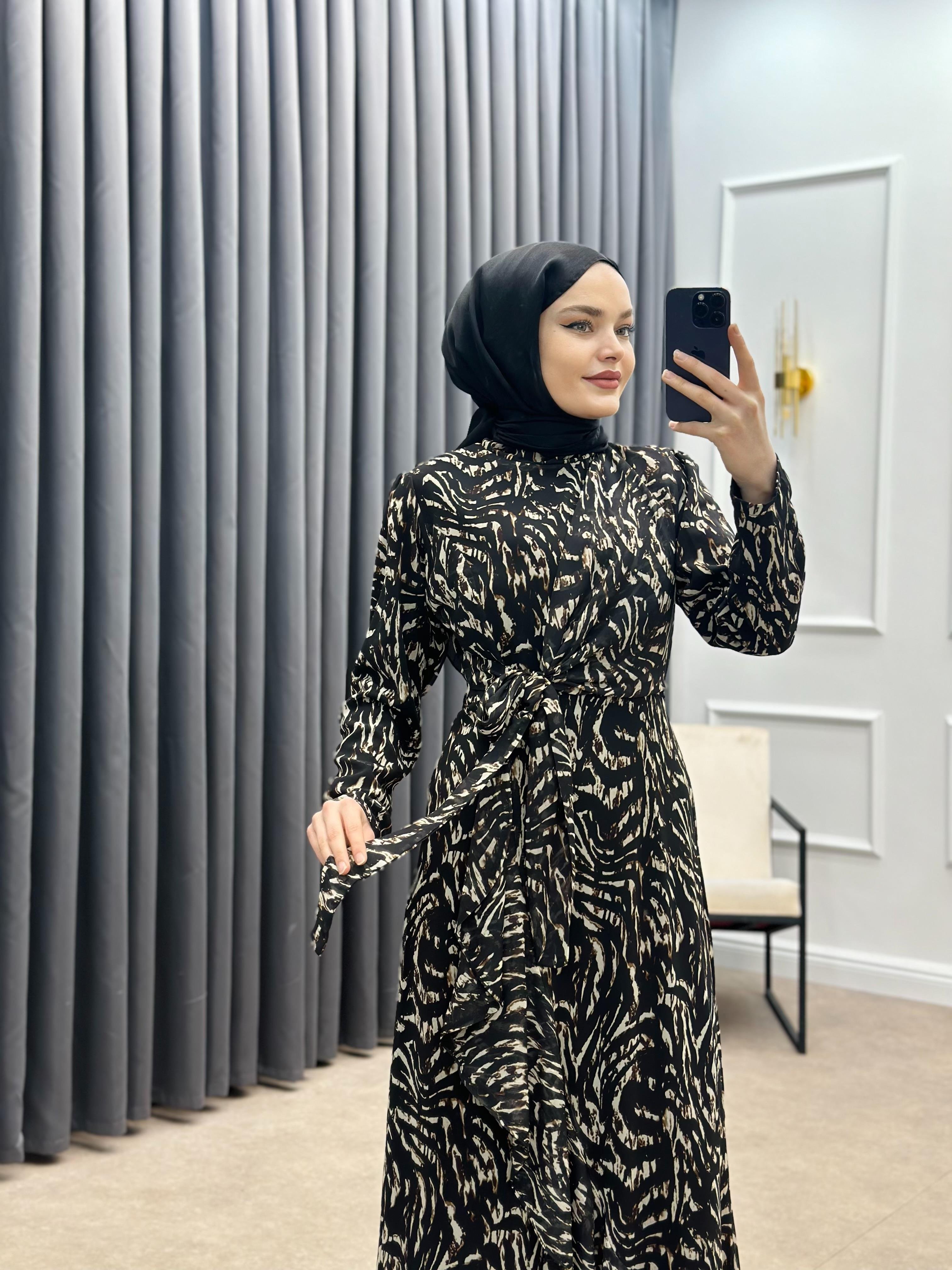 LEOPAR DESEN ELBİSE ZEBRA