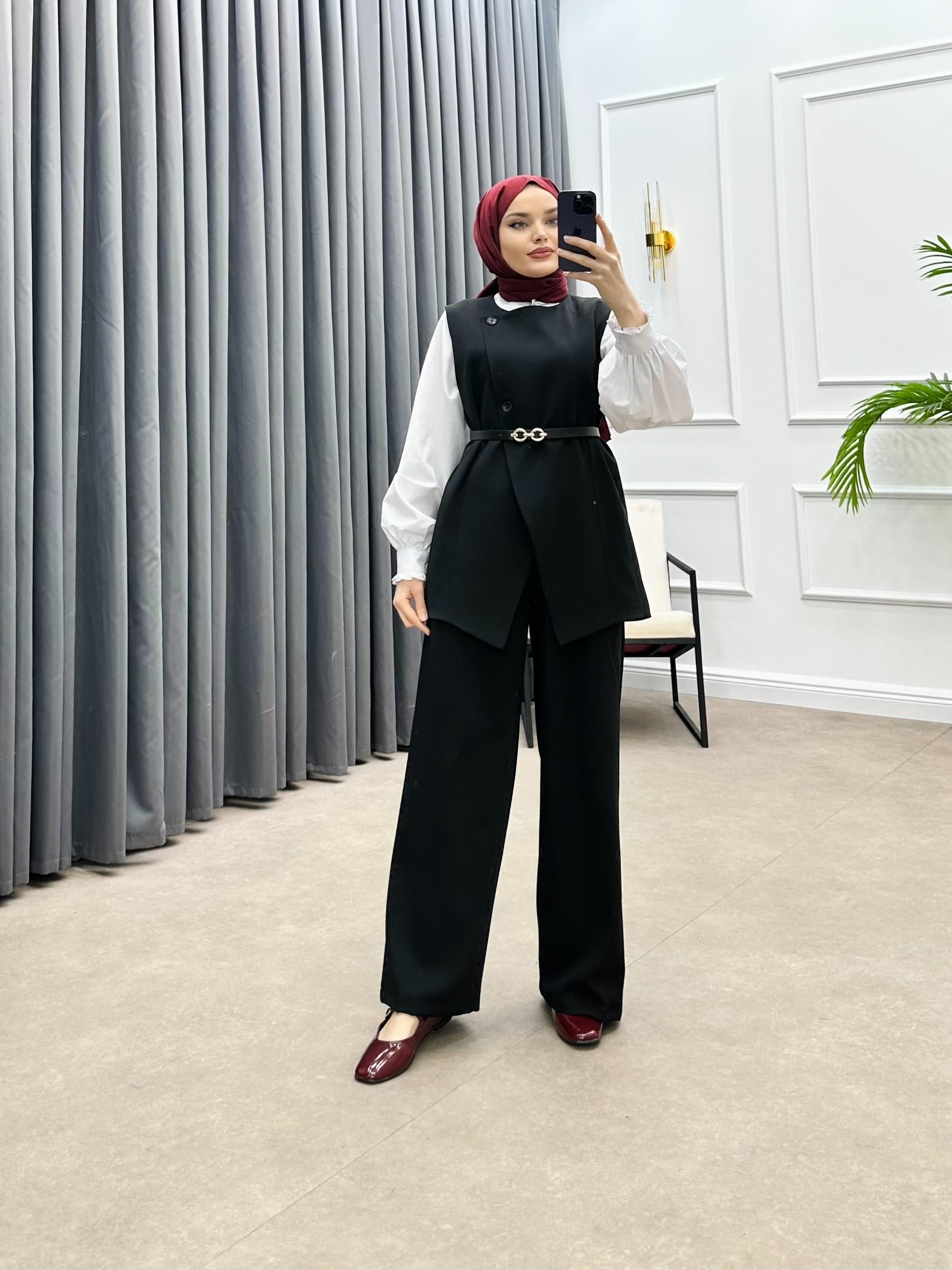 LEYA PANTOLONLU İKİLİ TAKIM SİYAH