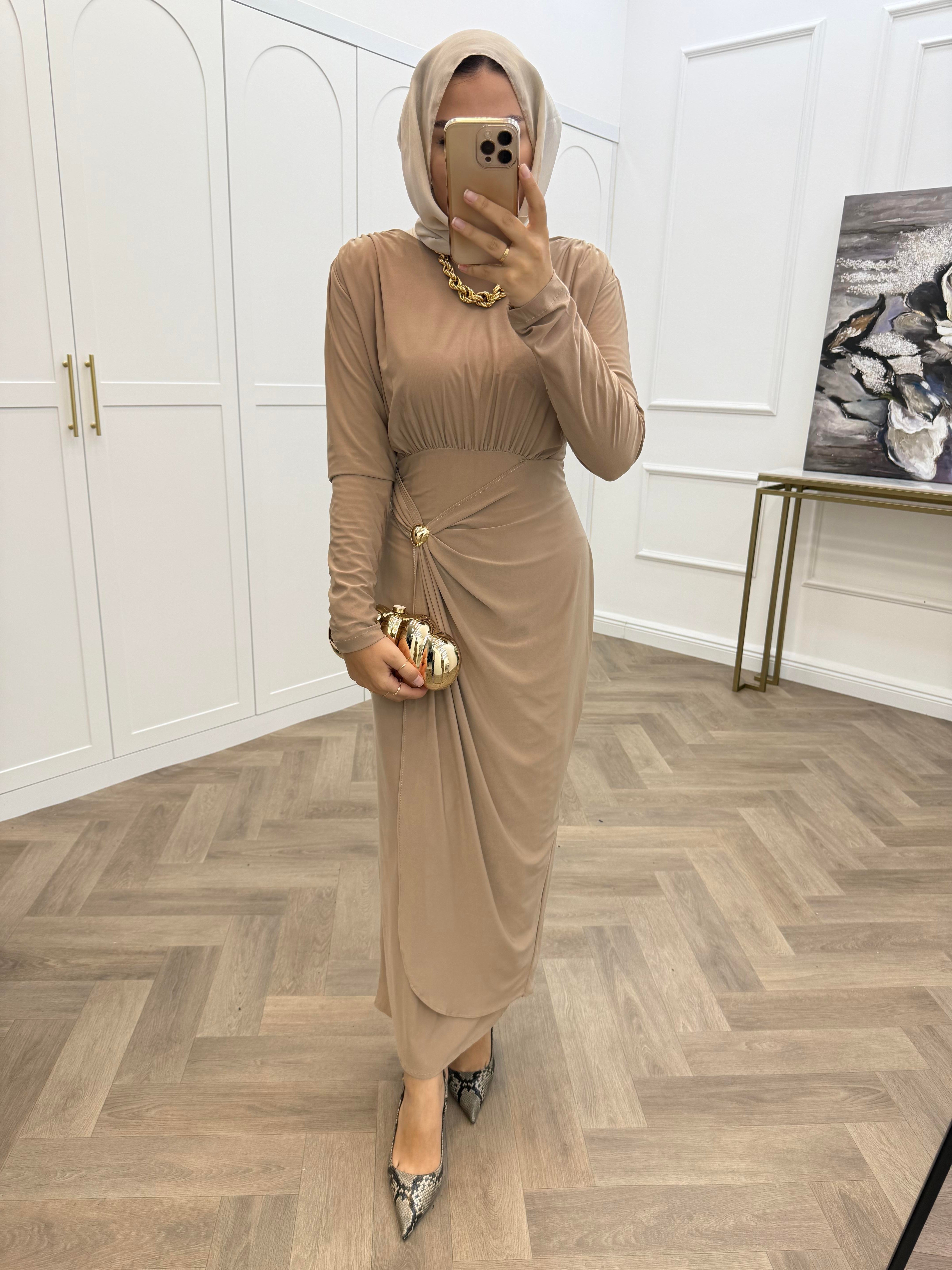 LEYA SANDY ELBİSE BEJ