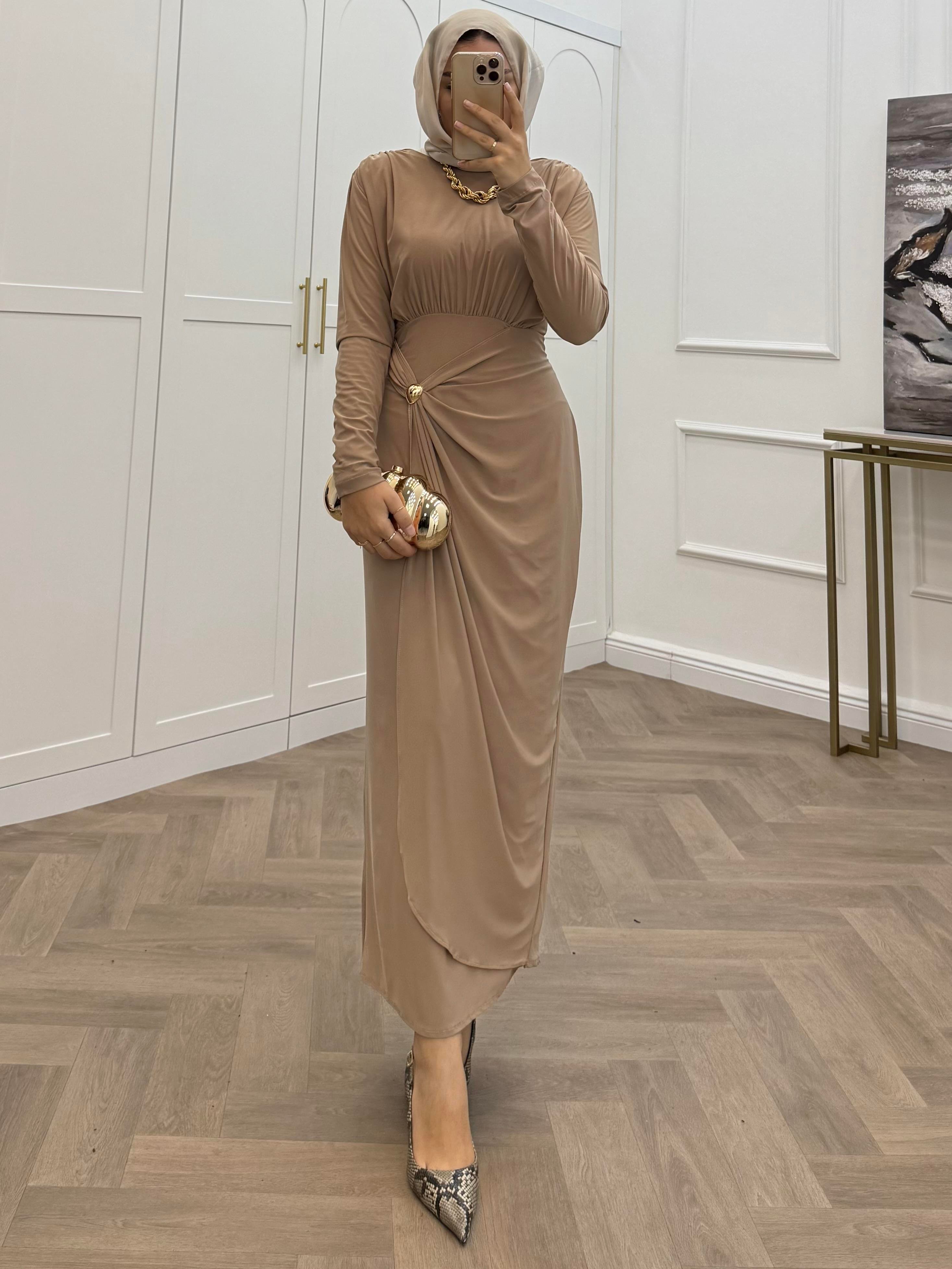 LEYA SANDY ELBİSE BEJ