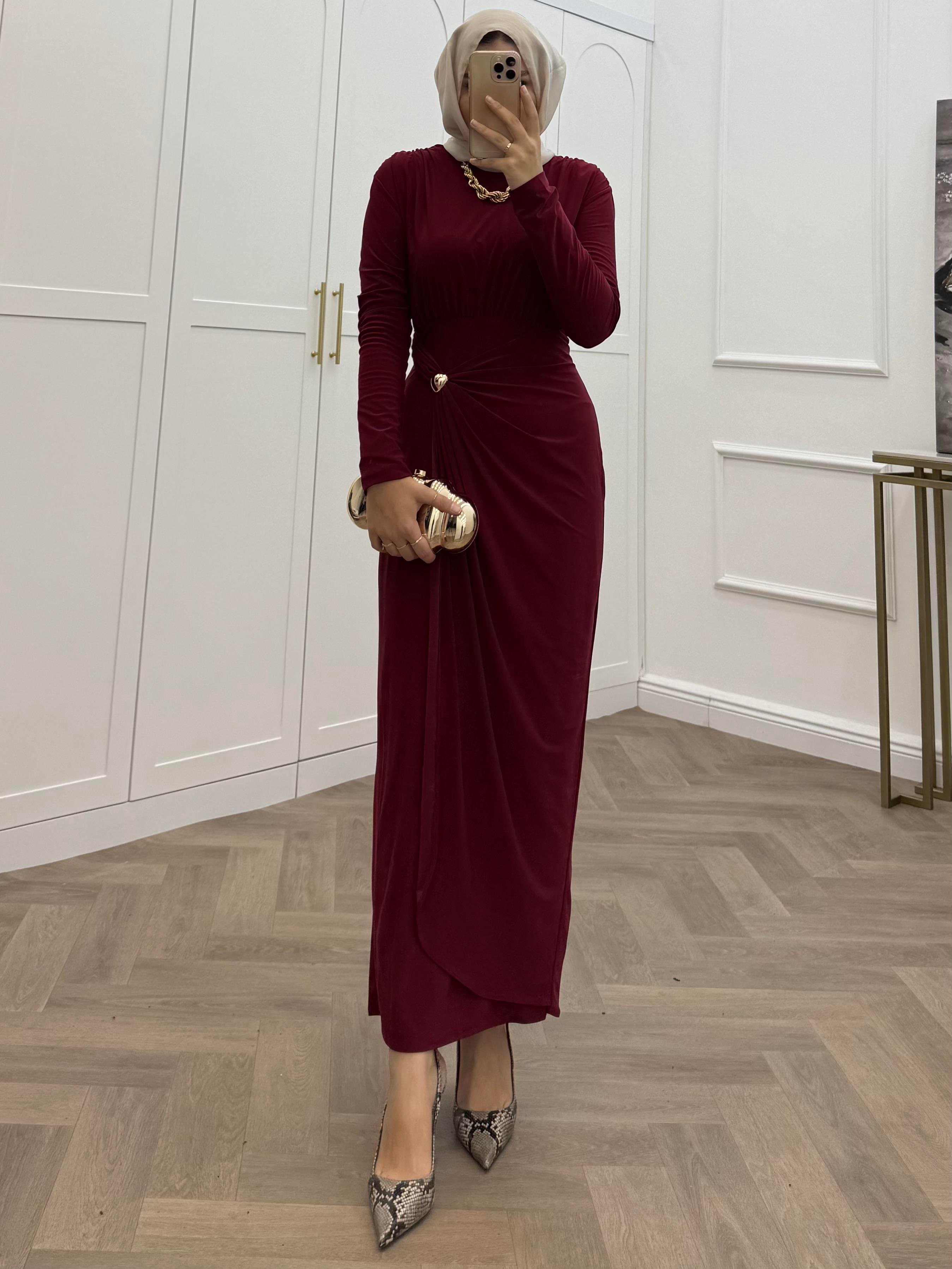 LEYA SANDY ELBİSE BORDO