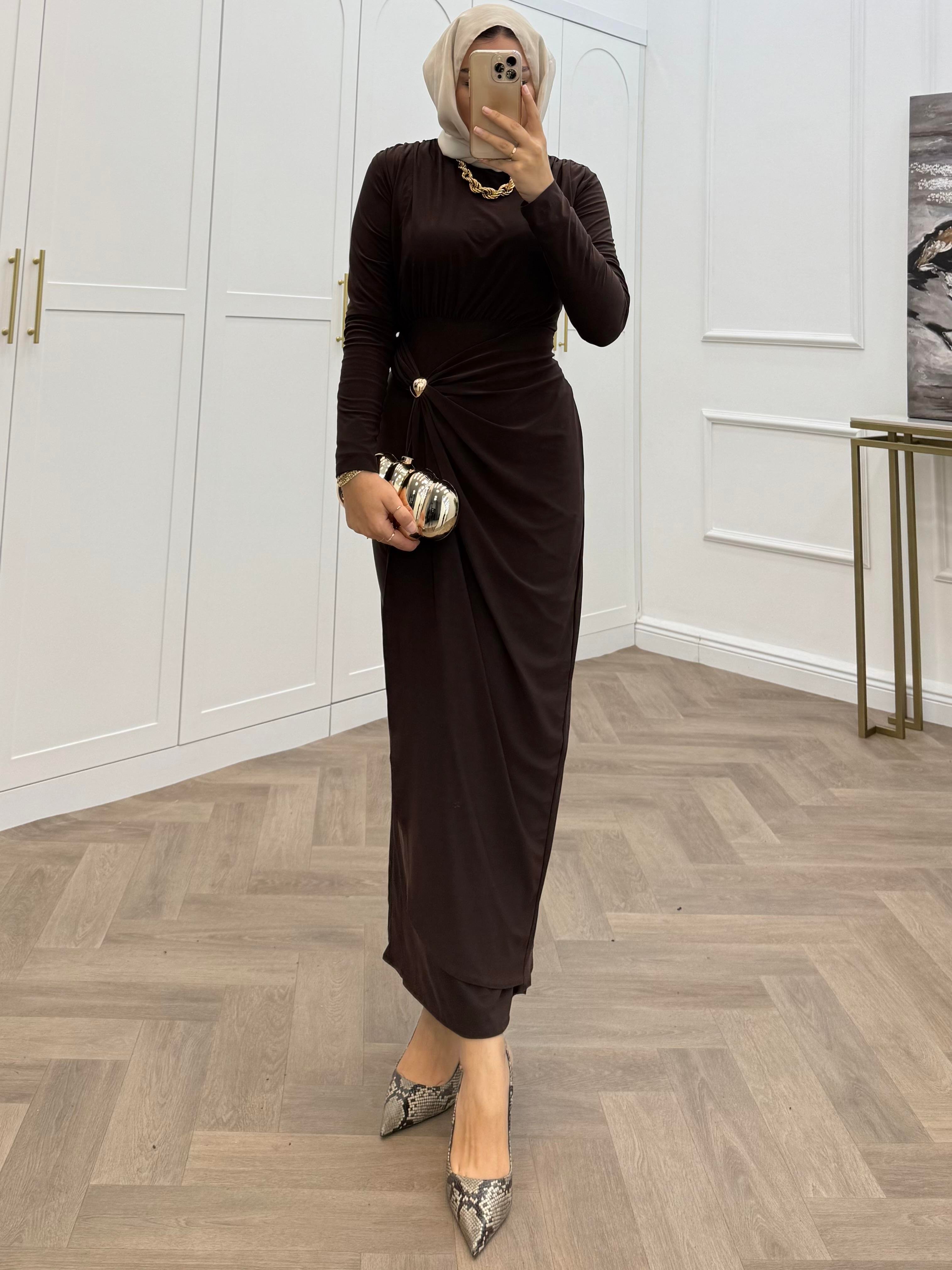 LEYA SANDY ELBİSE KAHVE