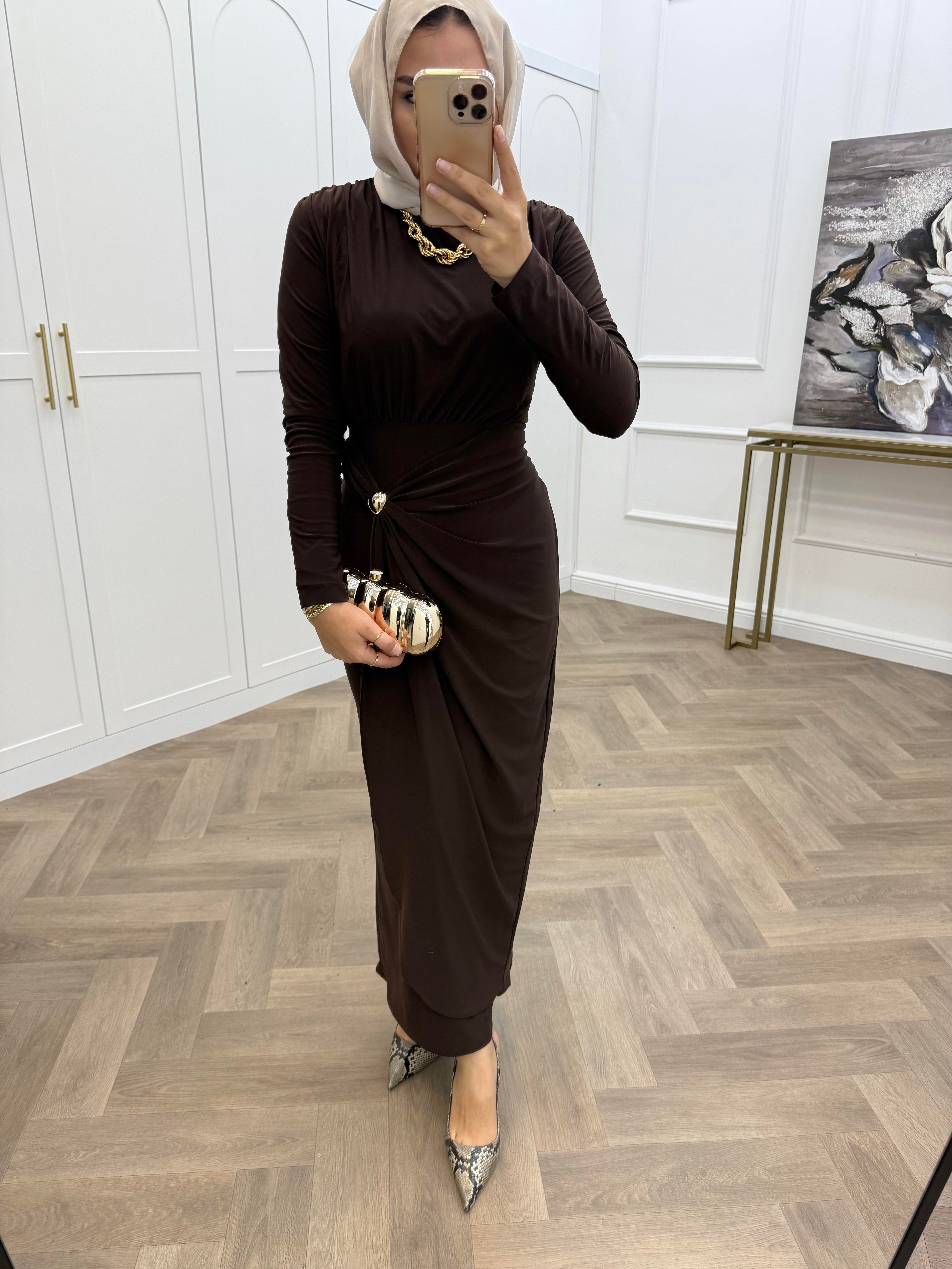 LEYA SANDY ELBİSE KAHVE