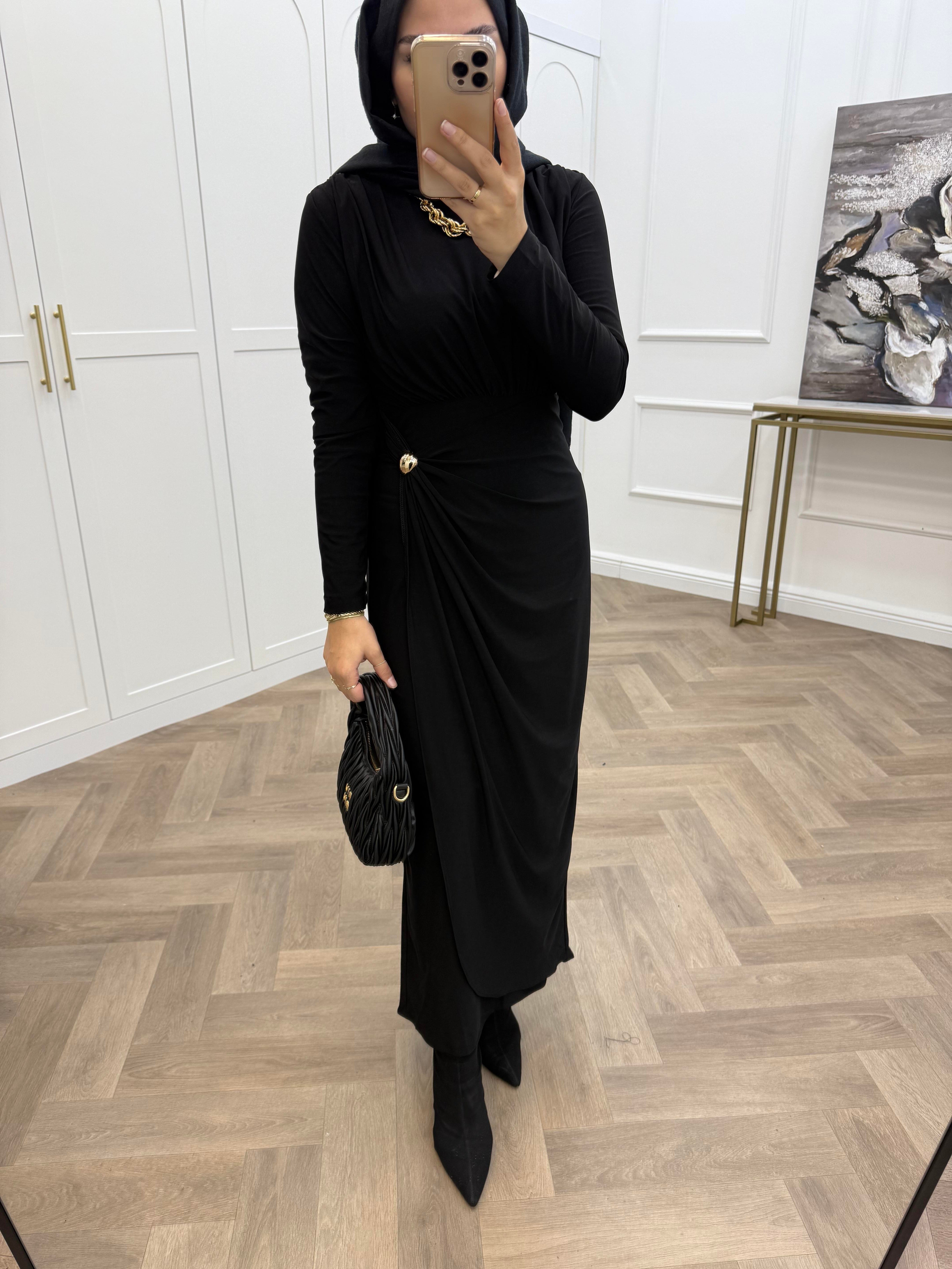 LEYA SANDY ELBİSE SİYAH