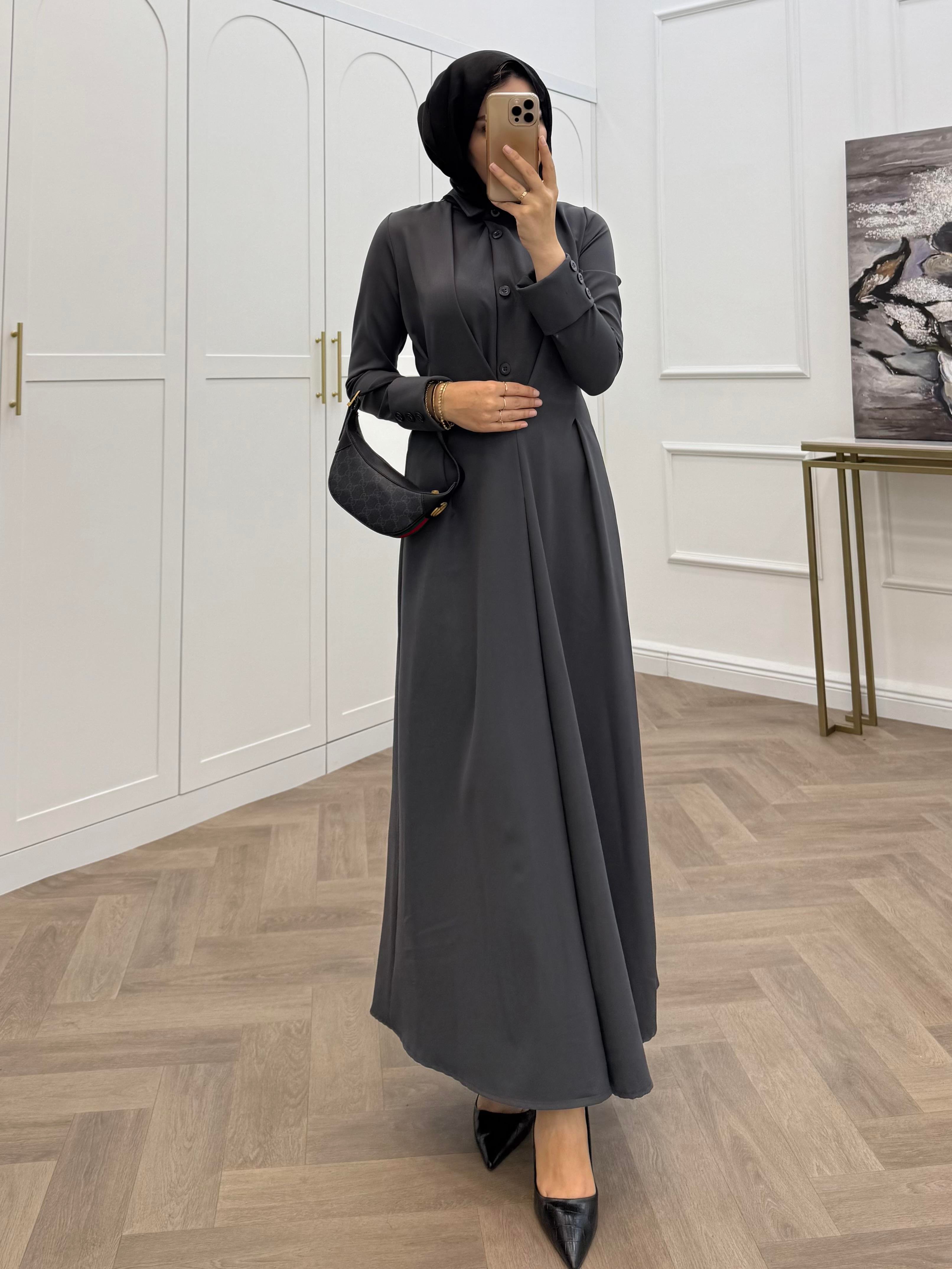 LUNA KREP ELBİSE ANTRASİT