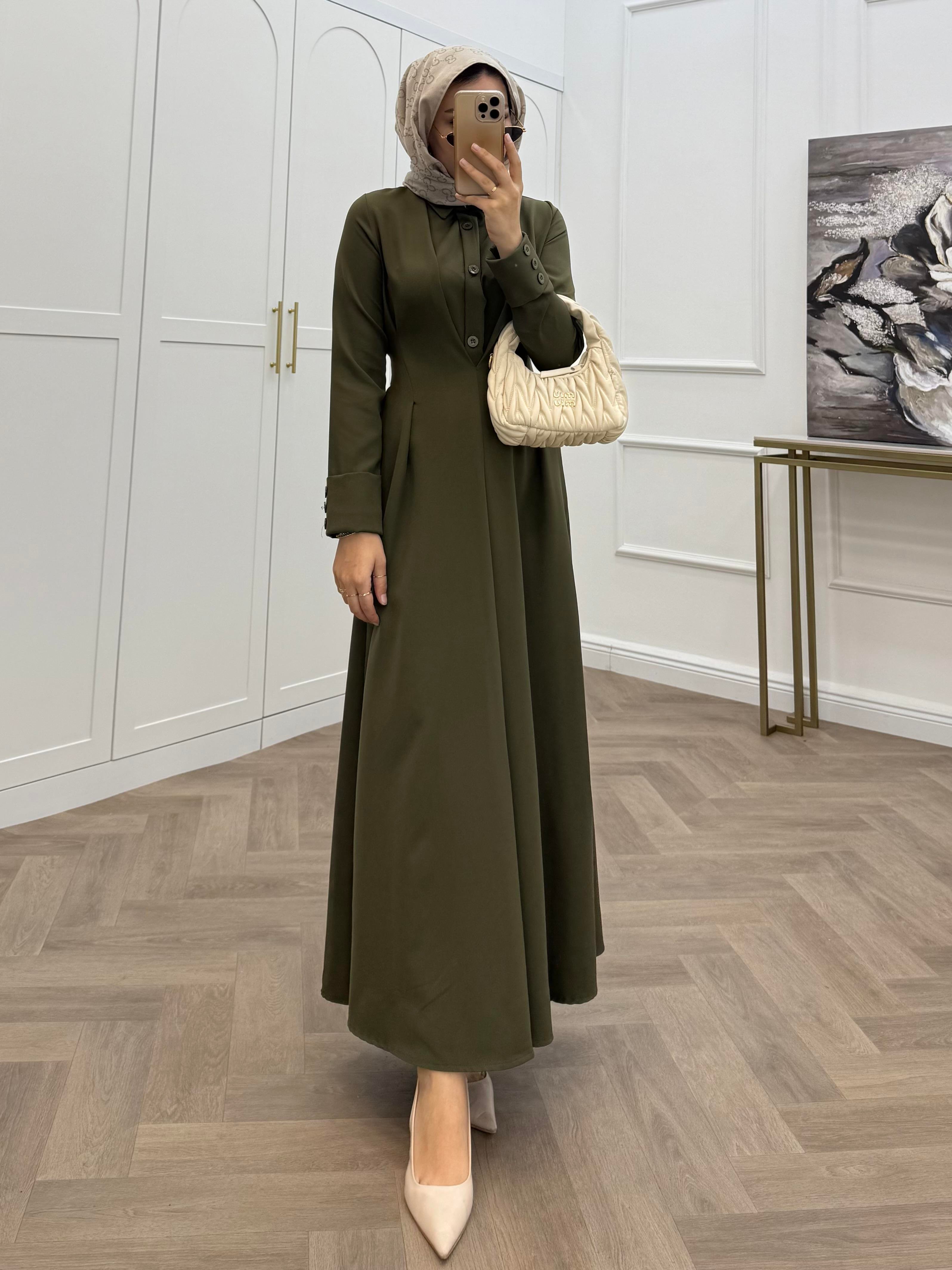 LUNA KREP ELBİSE HAKİ