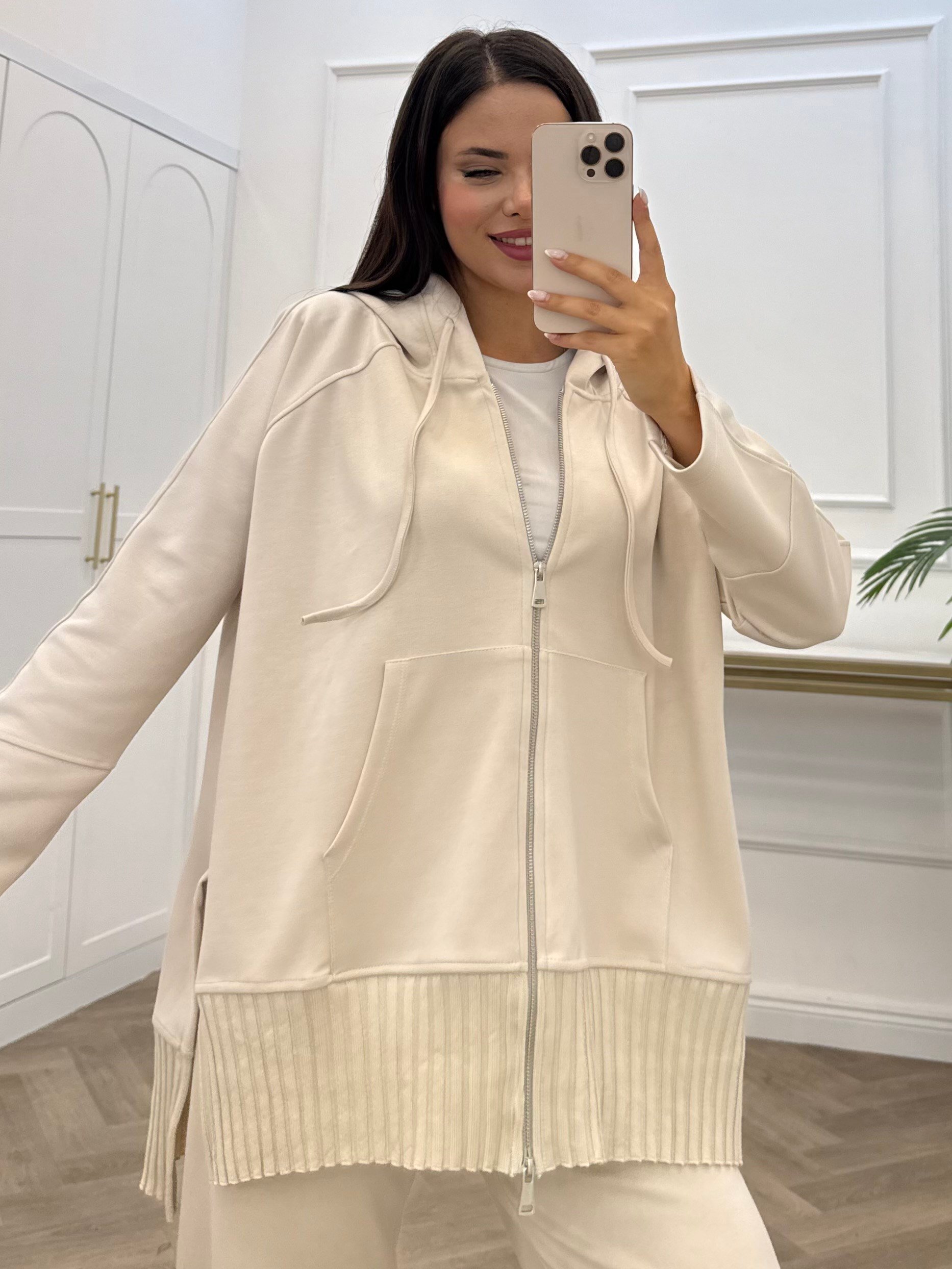 LUXİ KAPÜŞONLU EŞOFMAN TAKIMI BEJ