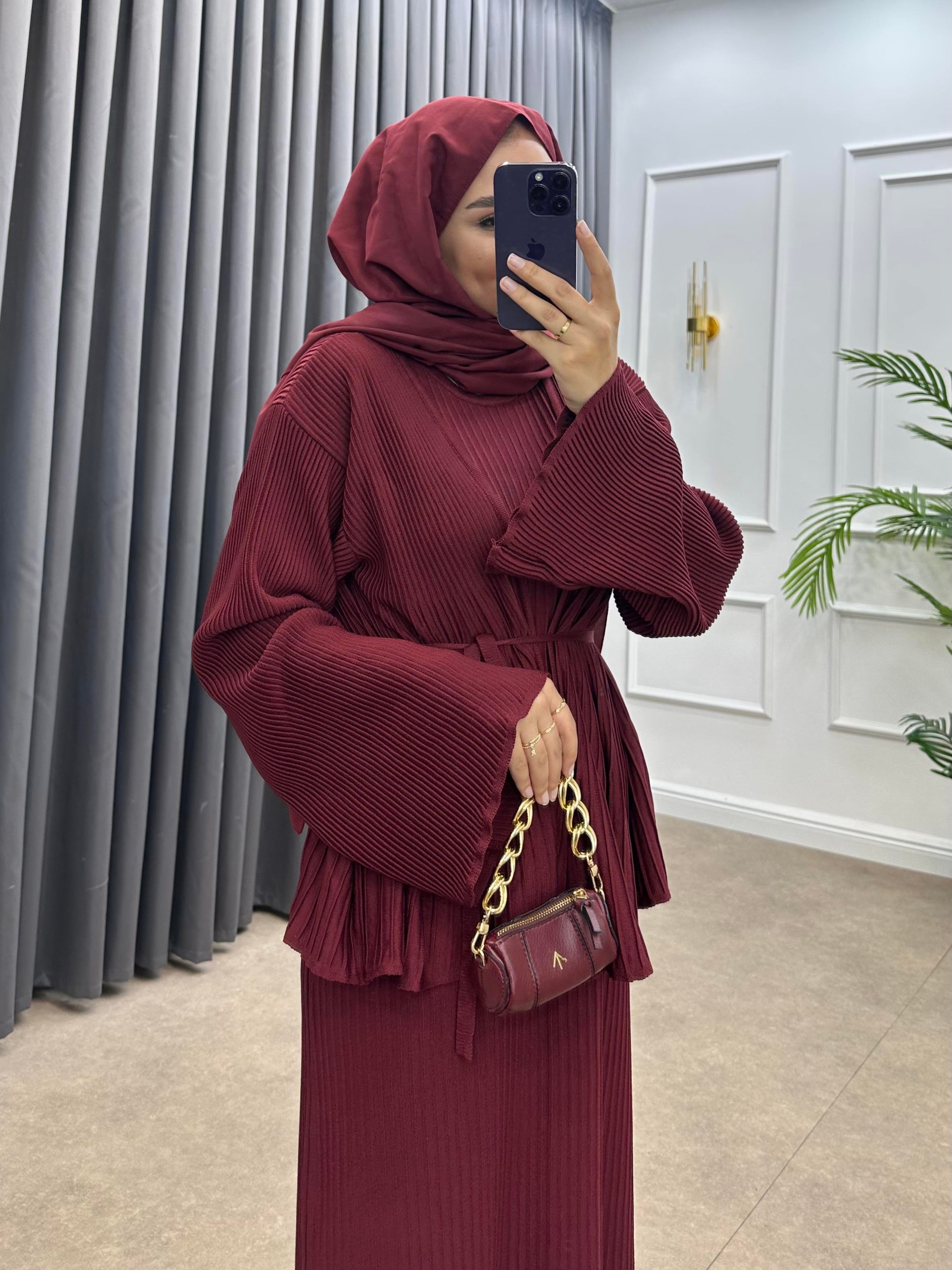 MEDUSA JİLELİ TRİKO ELBİSE BORDO