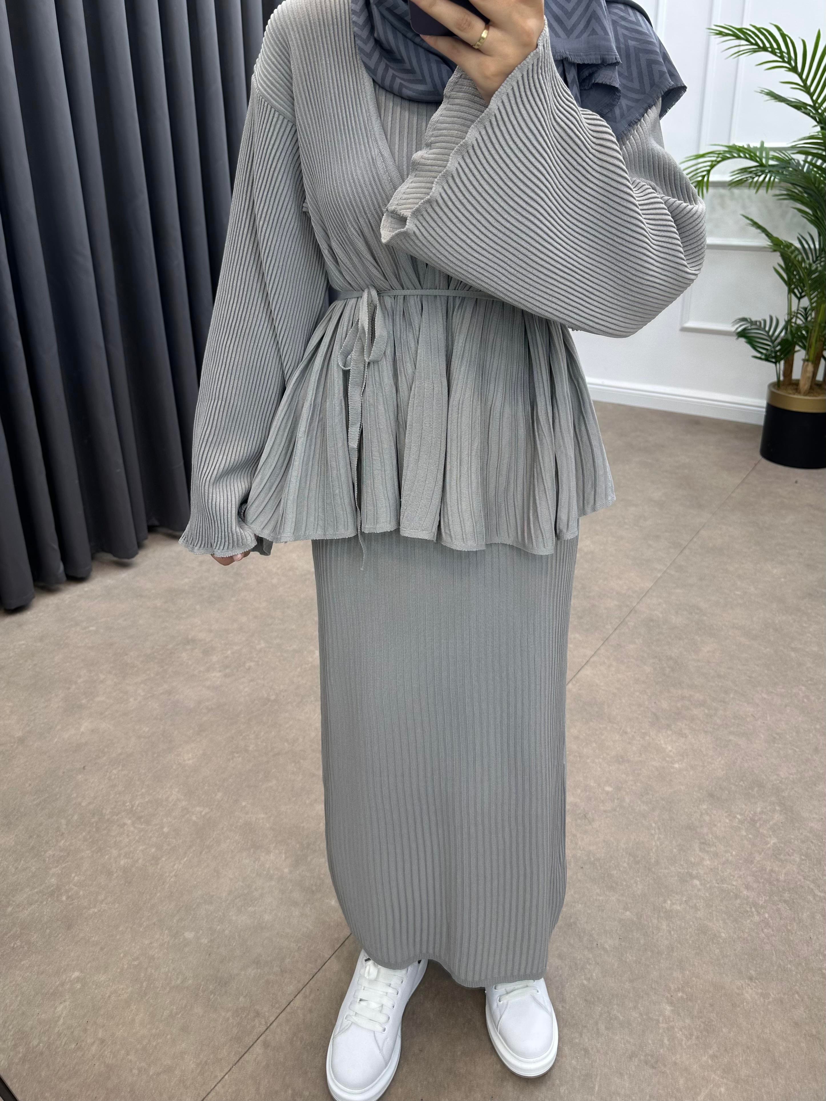 MEDUSA JİLELİ TRİKO ELBİSE GRİ