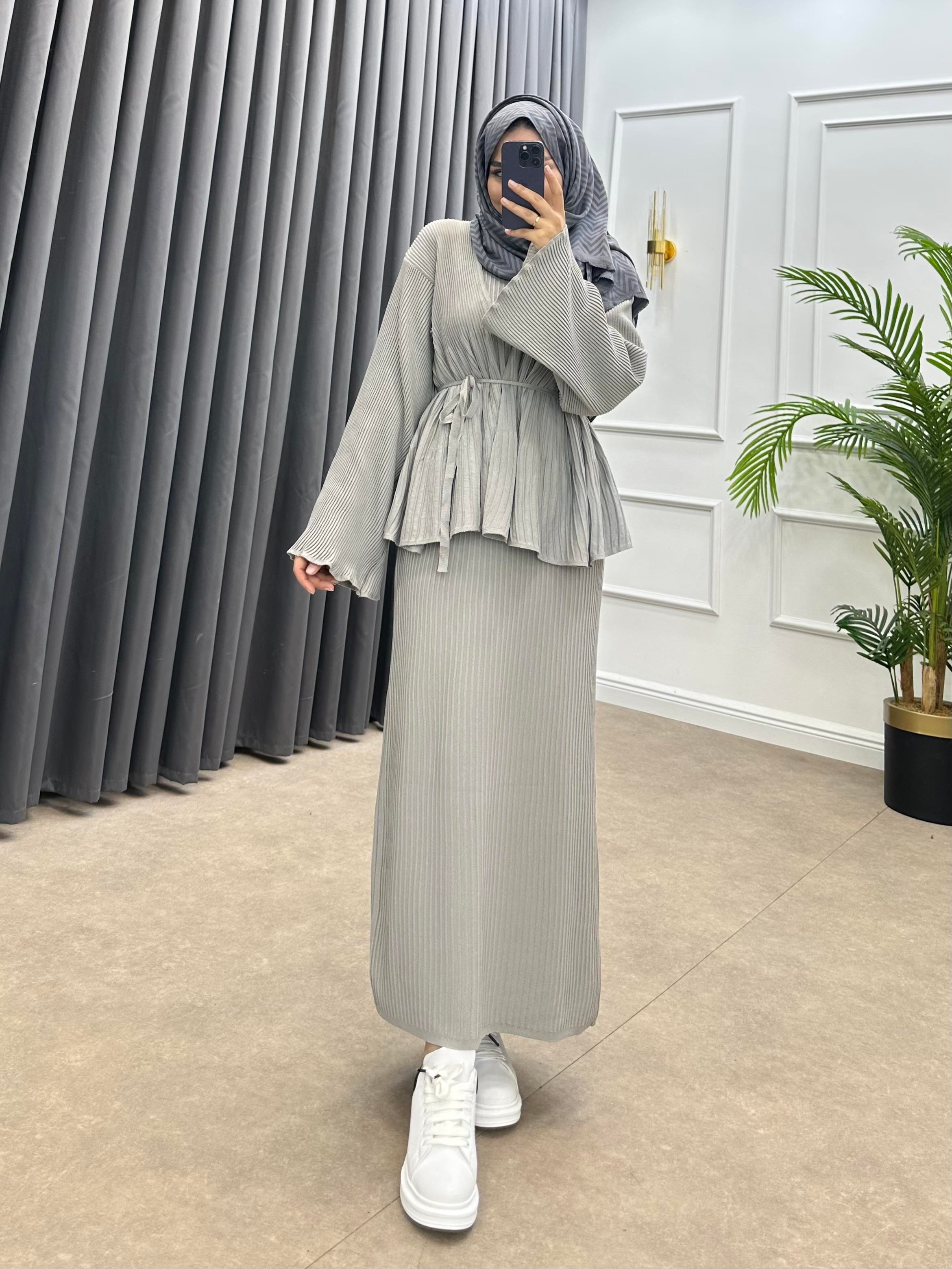 MEDUSA JİLELİ TRİKO ELBİSE GRİ