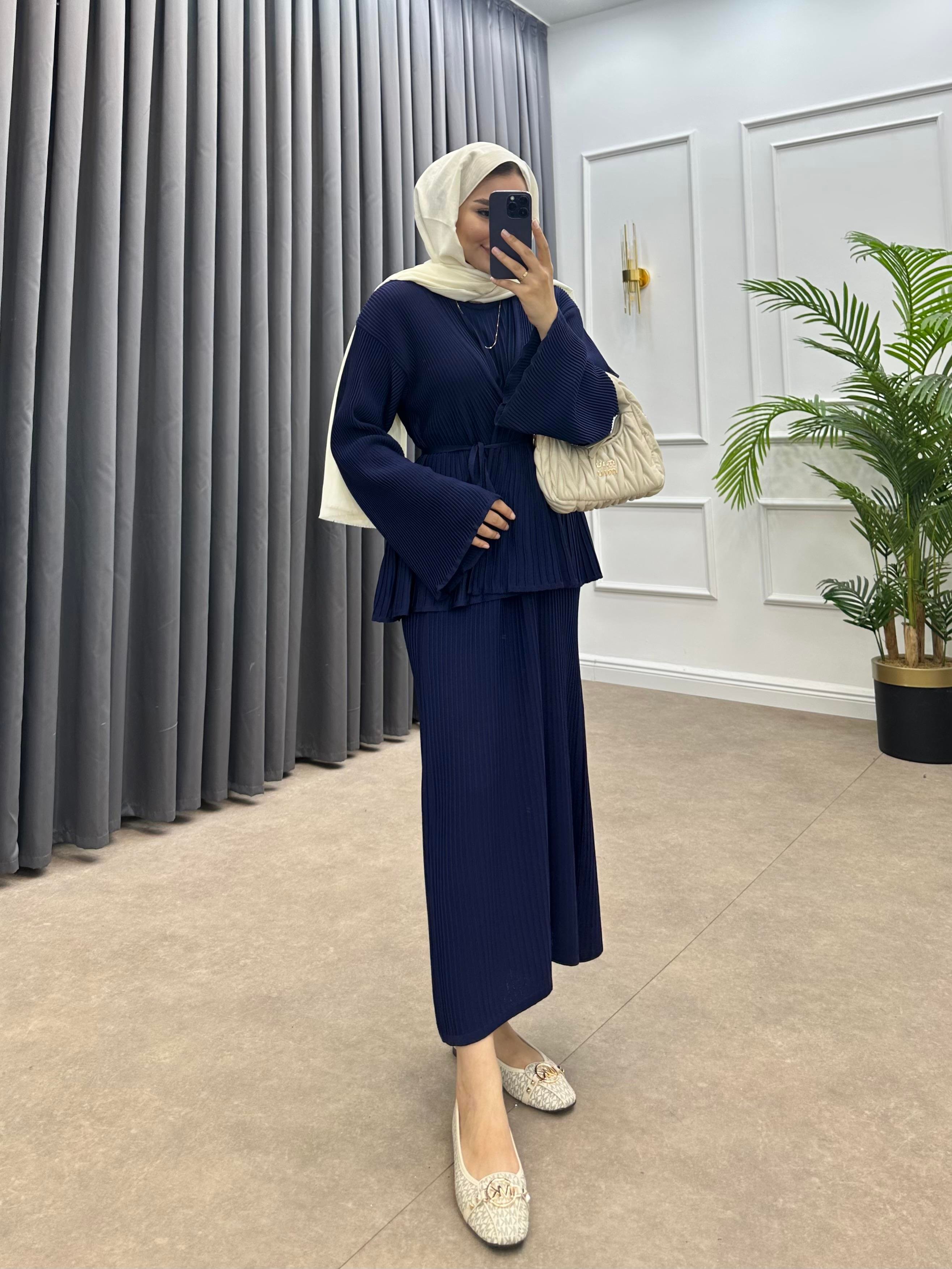 MEDUSA JİLELİ TRİKO ELBİSE LACİVERT