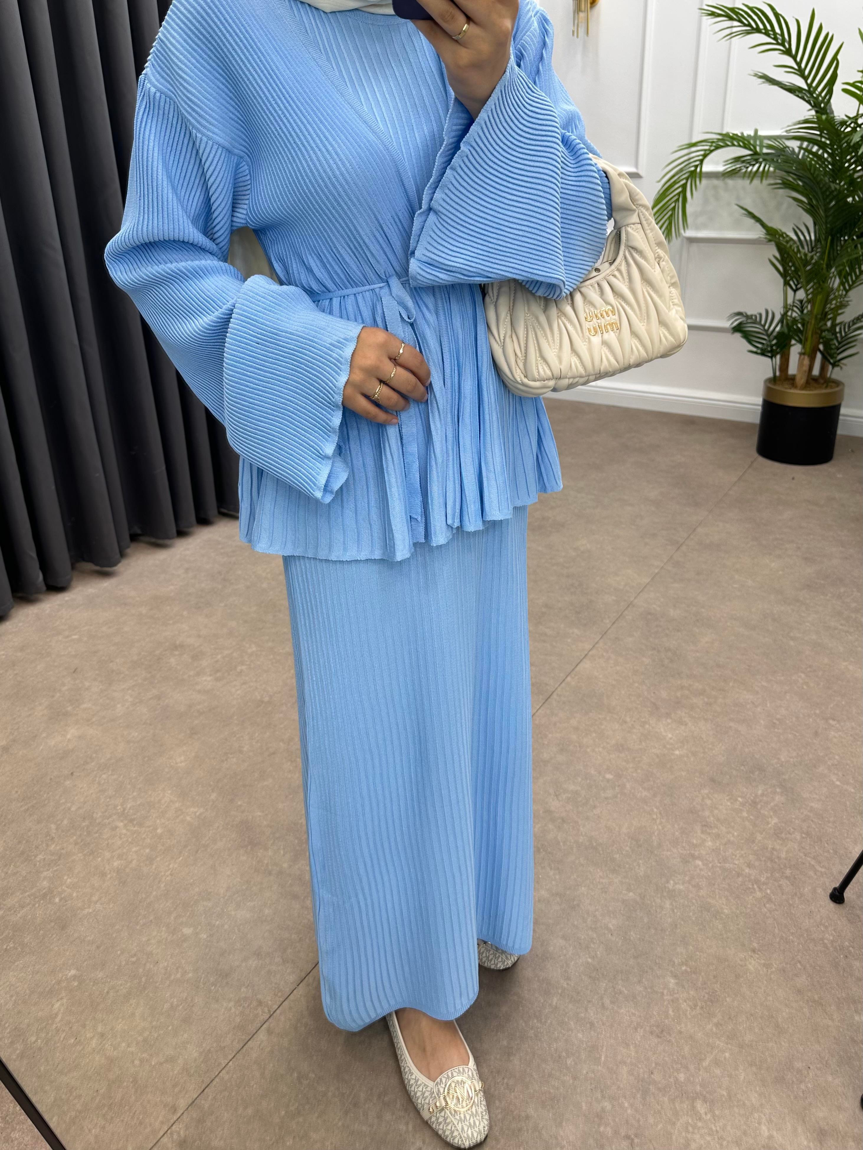 MEDUSA JİLELİ TRİKO ELBİSE MAVİ