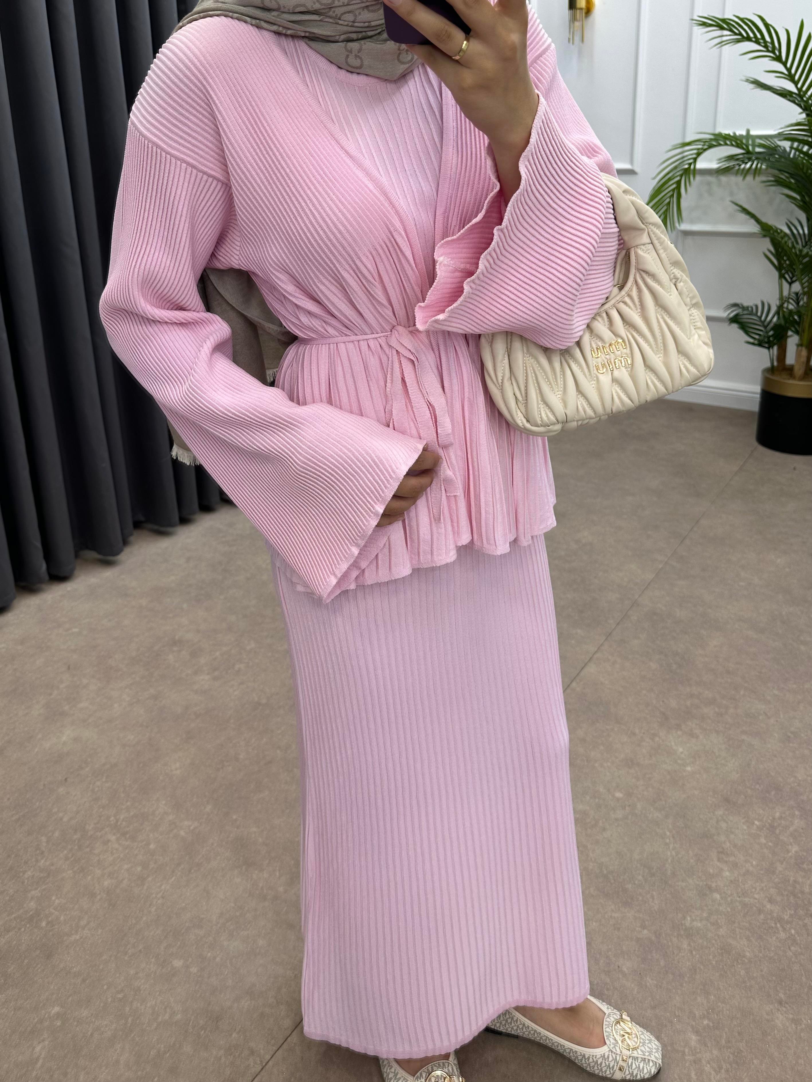 MEDUSA JİLELİ TRİKO ELBİSE PEMBE