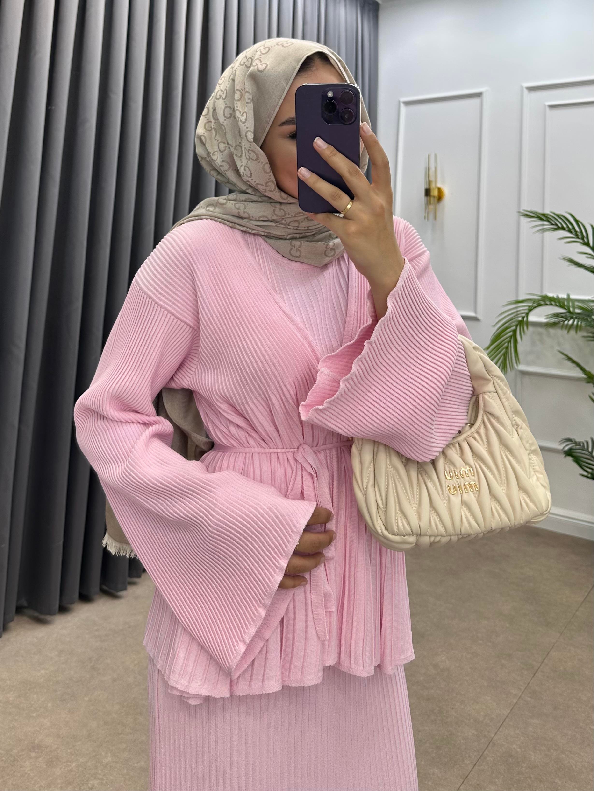 MEDUSA JİLELİ TRİKO ELBİSE PEMBE