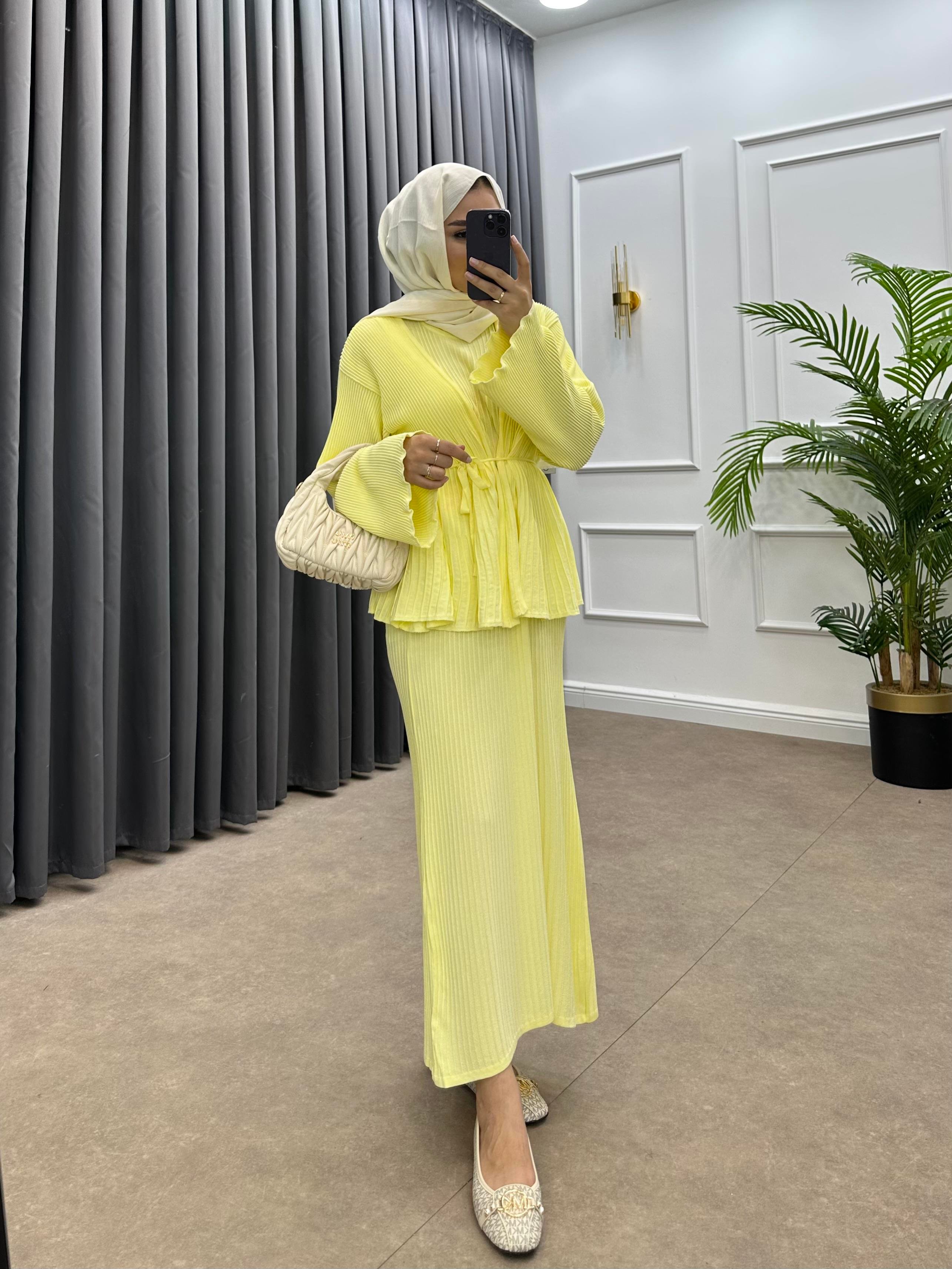 MEDUSA JİLELİ TRİKO ELBİSE SARI