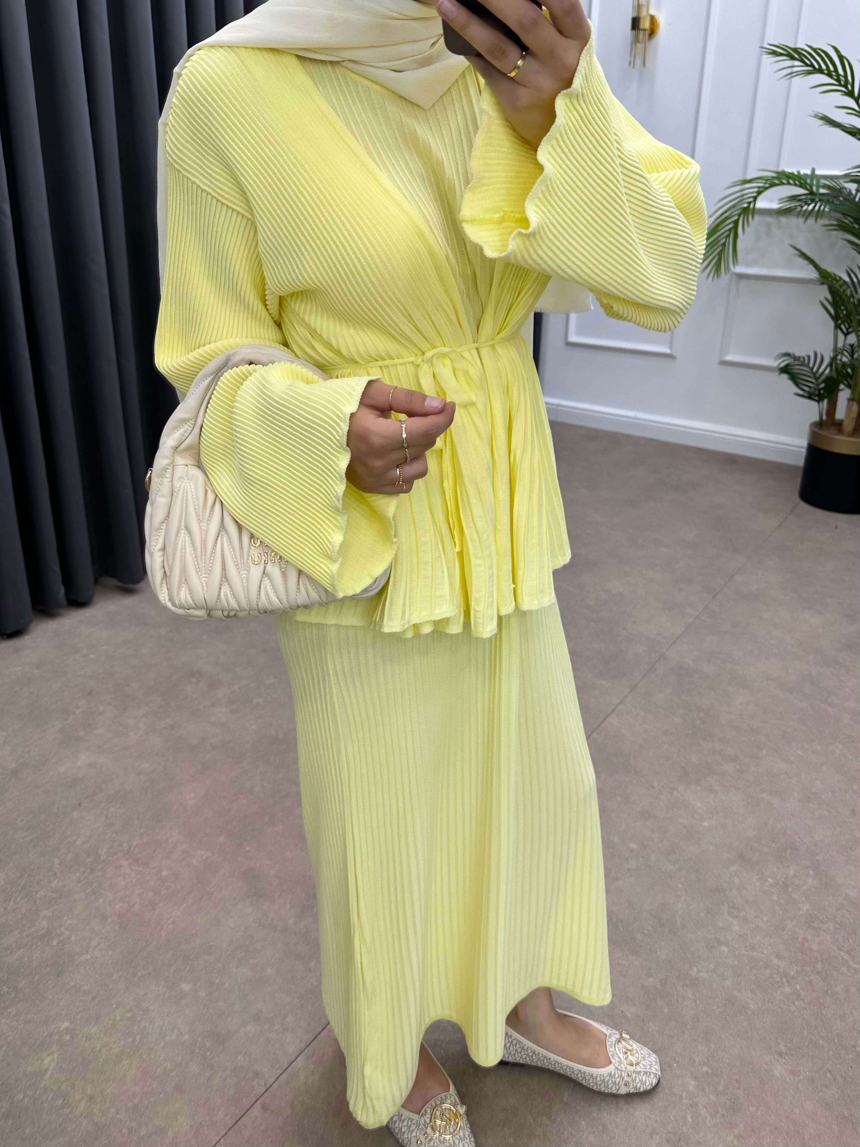 MEDUSA JİLELİ TRİKO ELBİSE SARI