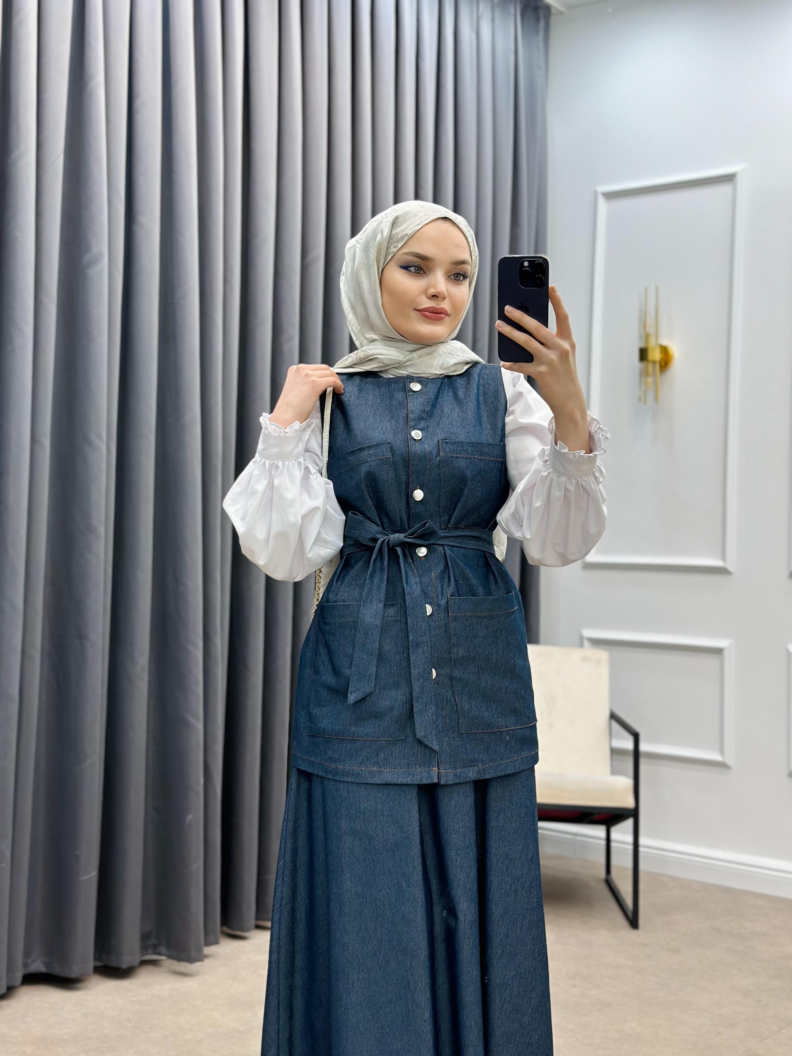 MİHRA DENİM İKİLİ TAKIM İNDİGO