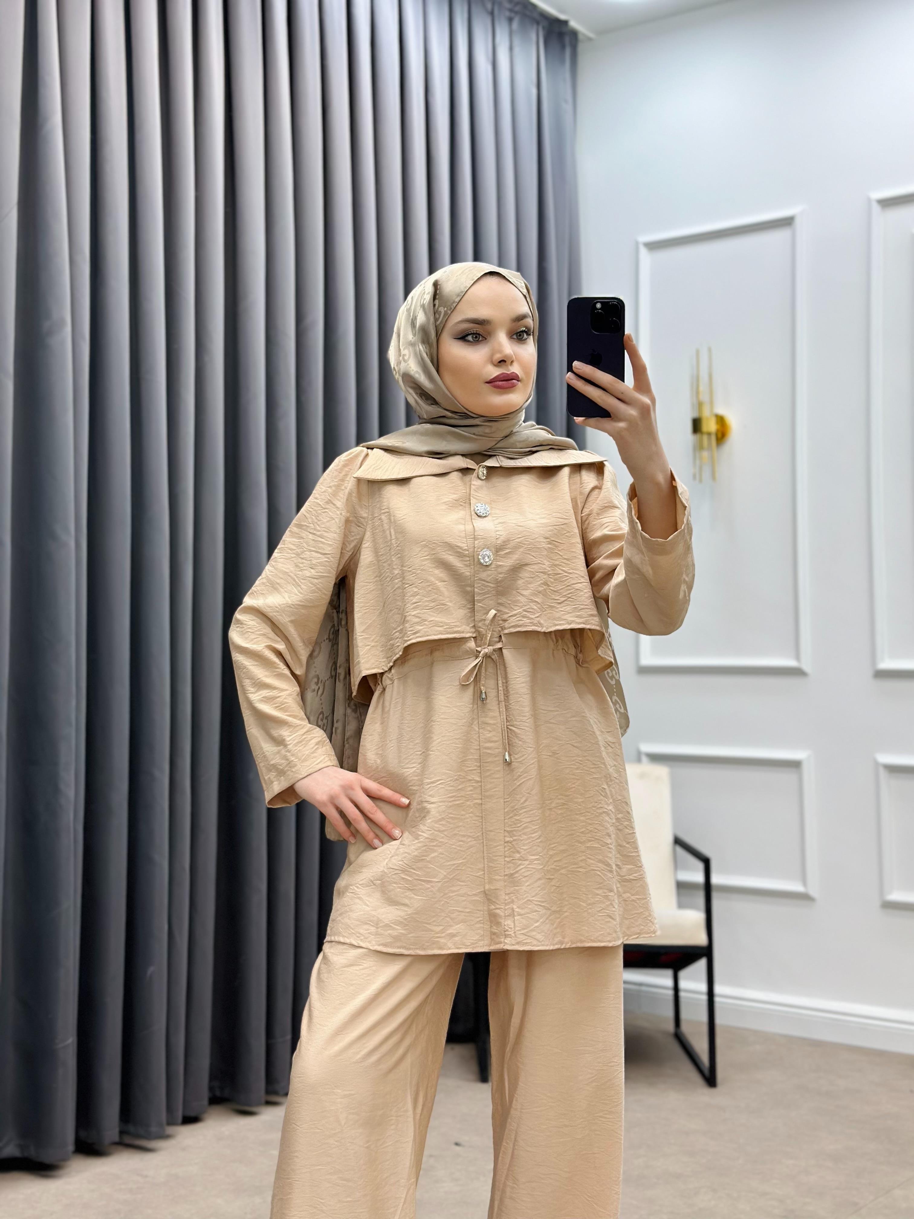 MİNA PANTOLONLU TAKIM BEJ