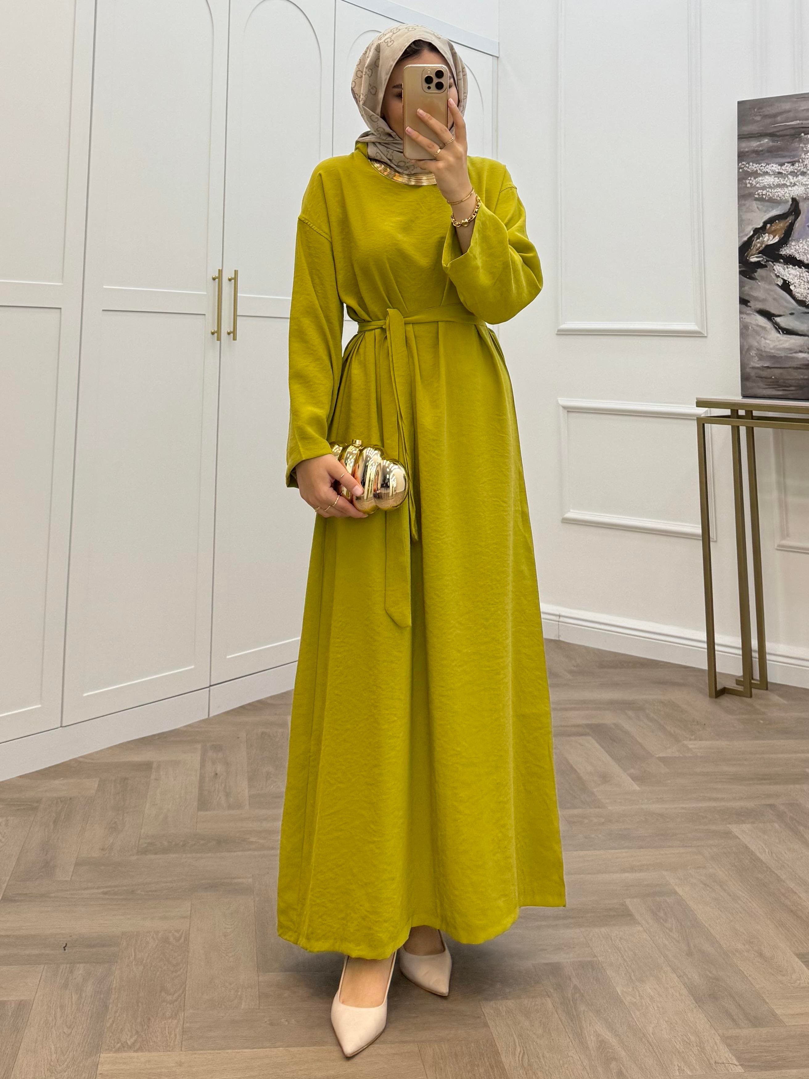 MODAL BASİC ELBİSE YAĞ YEŞİLİ