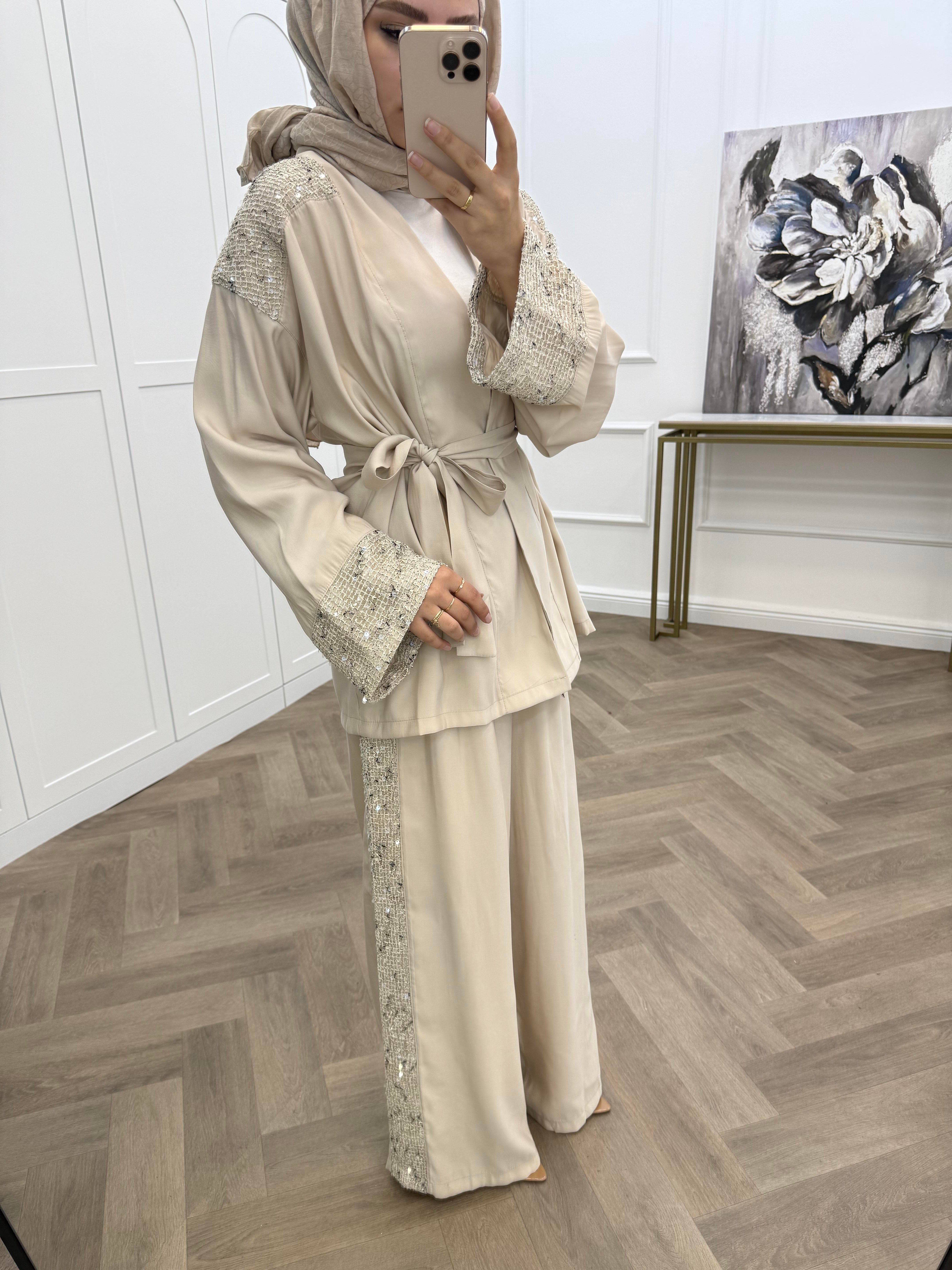 MONA PAYETLİ PANTOLONLU BEJ