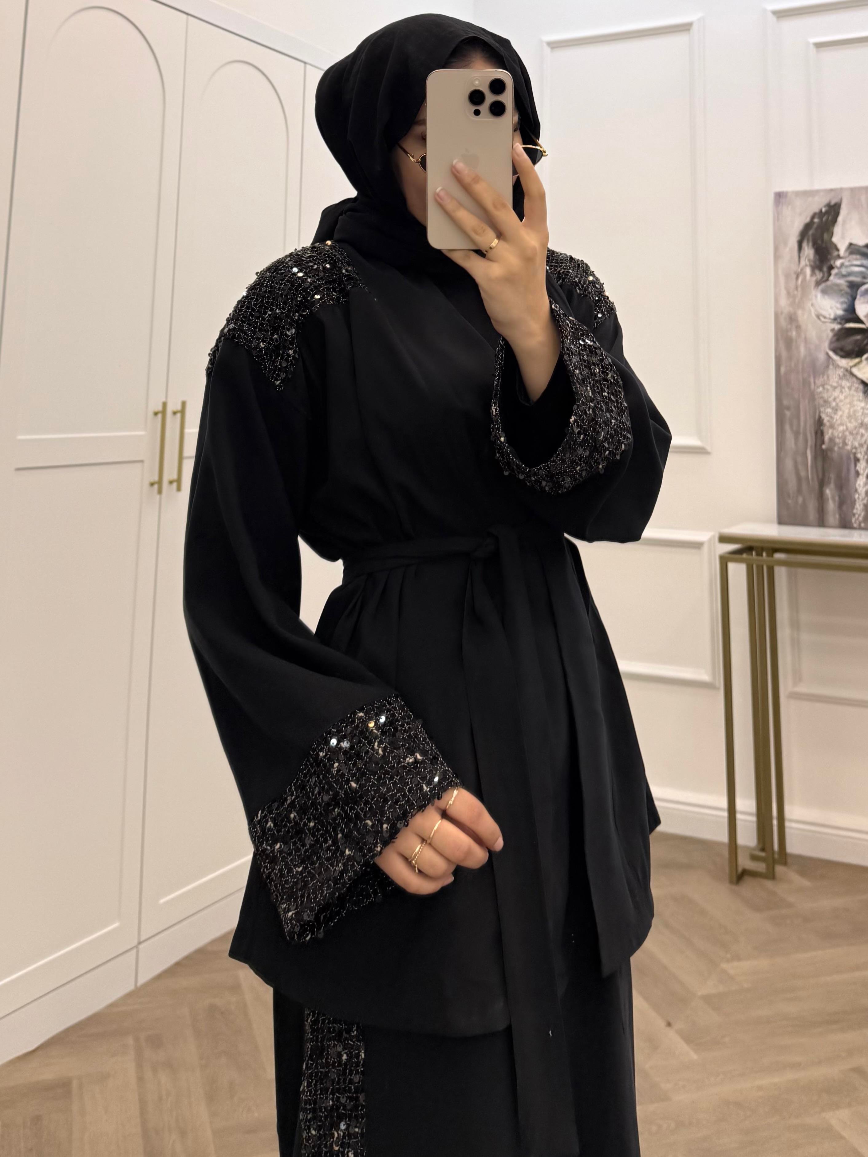 MONA PAYETLİ PANTOLONLU TAKIM SİYAH