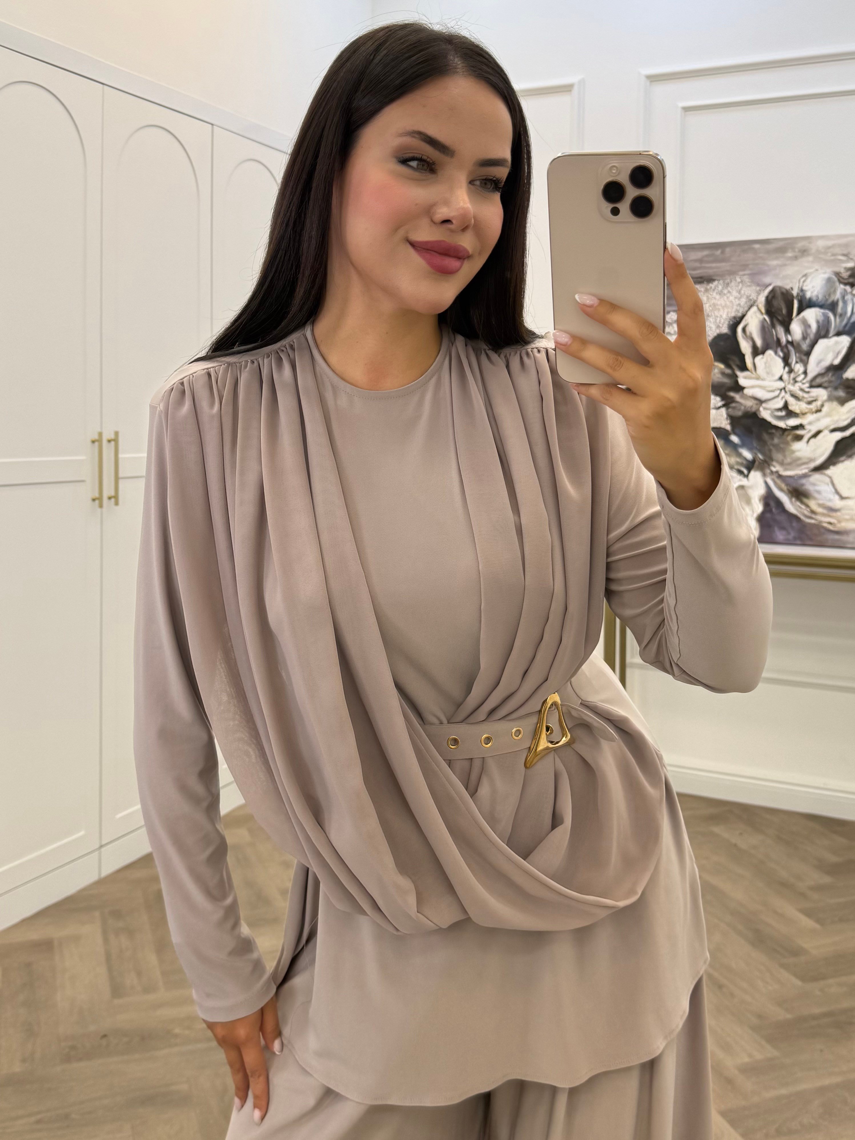 NARİ GOLD TOKALI SANDY PANTOLONLU TAKIM BEJ