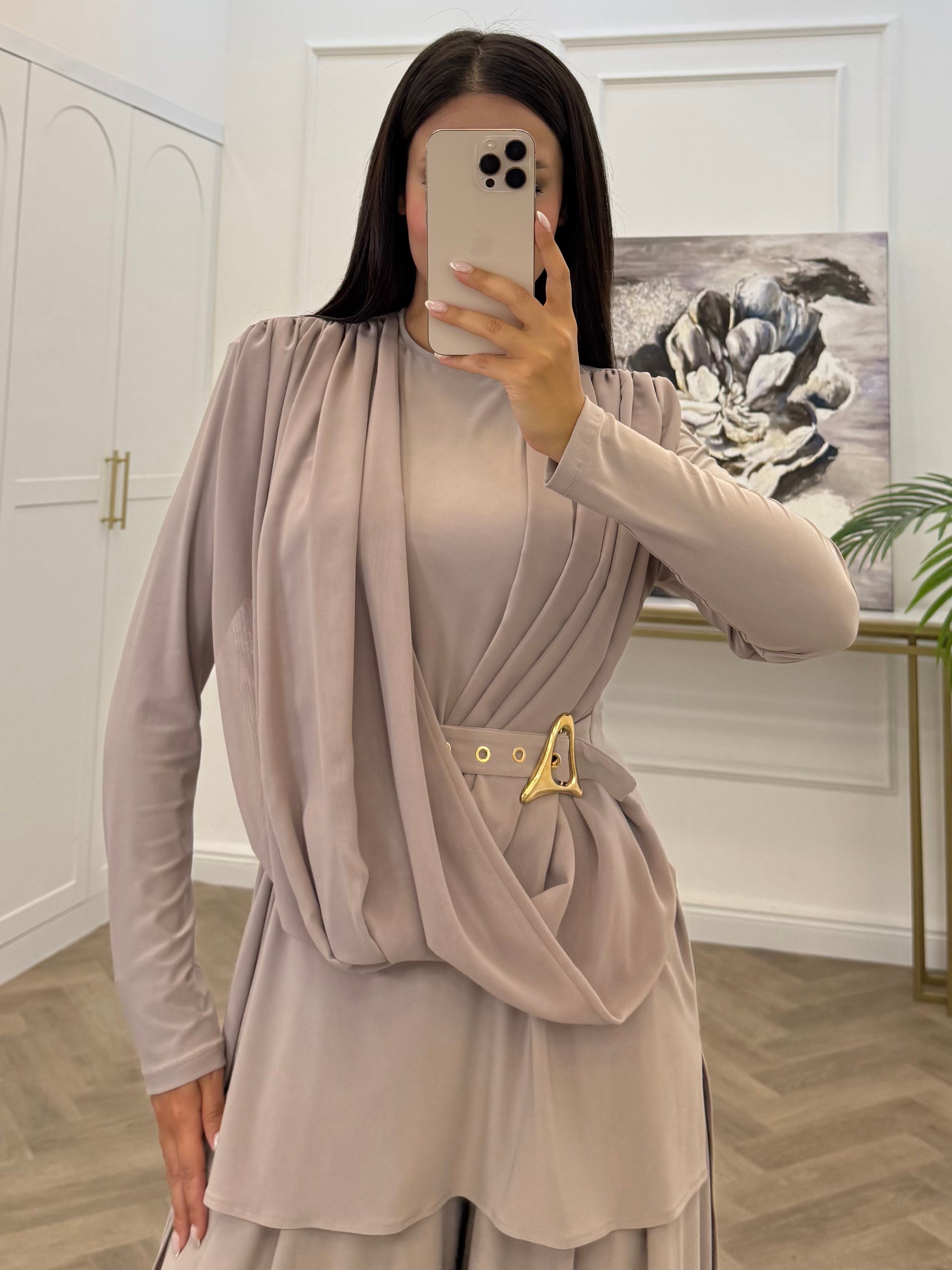 NARİ GOLD TOKALI SANDY PANTOLONLU TAKIM BEJ