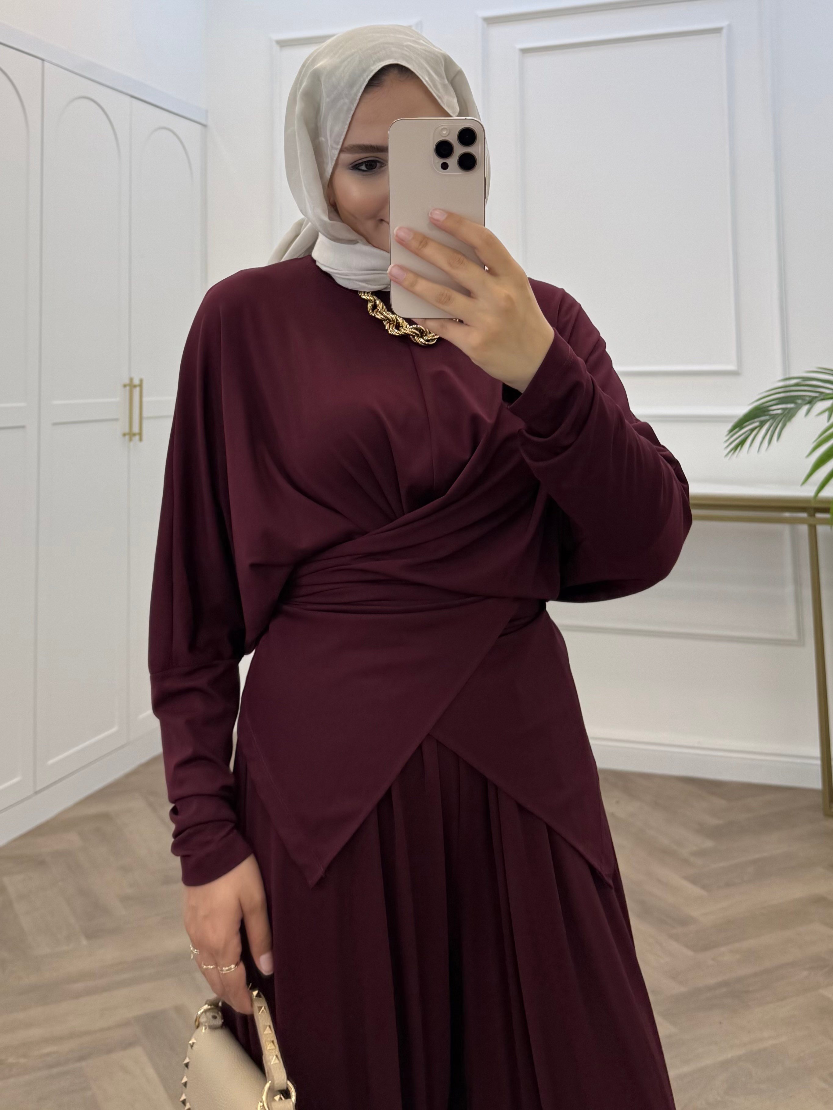 NEJLA SANDY PELERİNLİ TAKIM BORDO