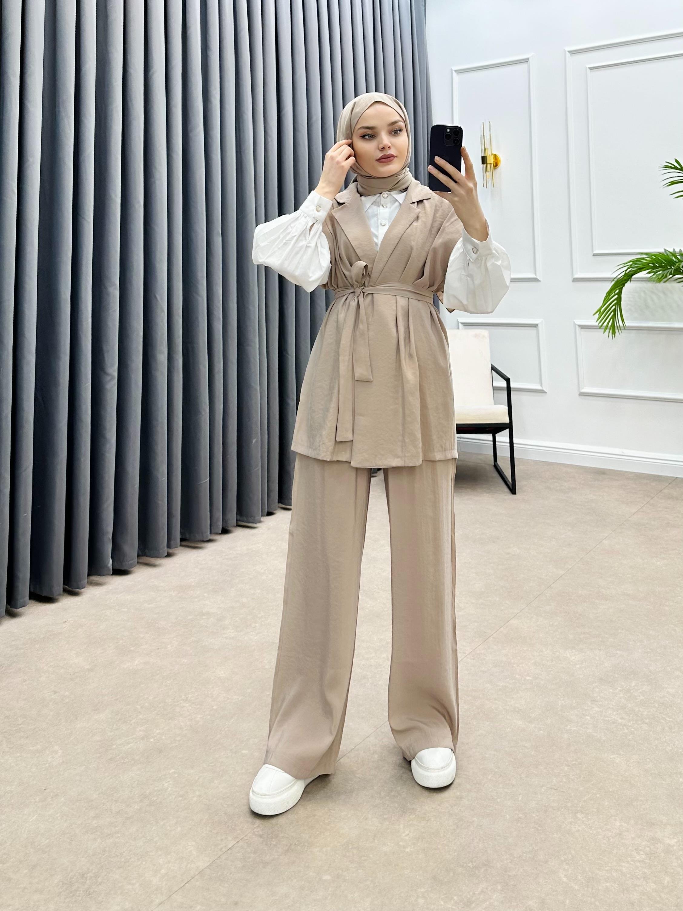 NES PANTOLONLU İKİLİ TAKIM BEJ