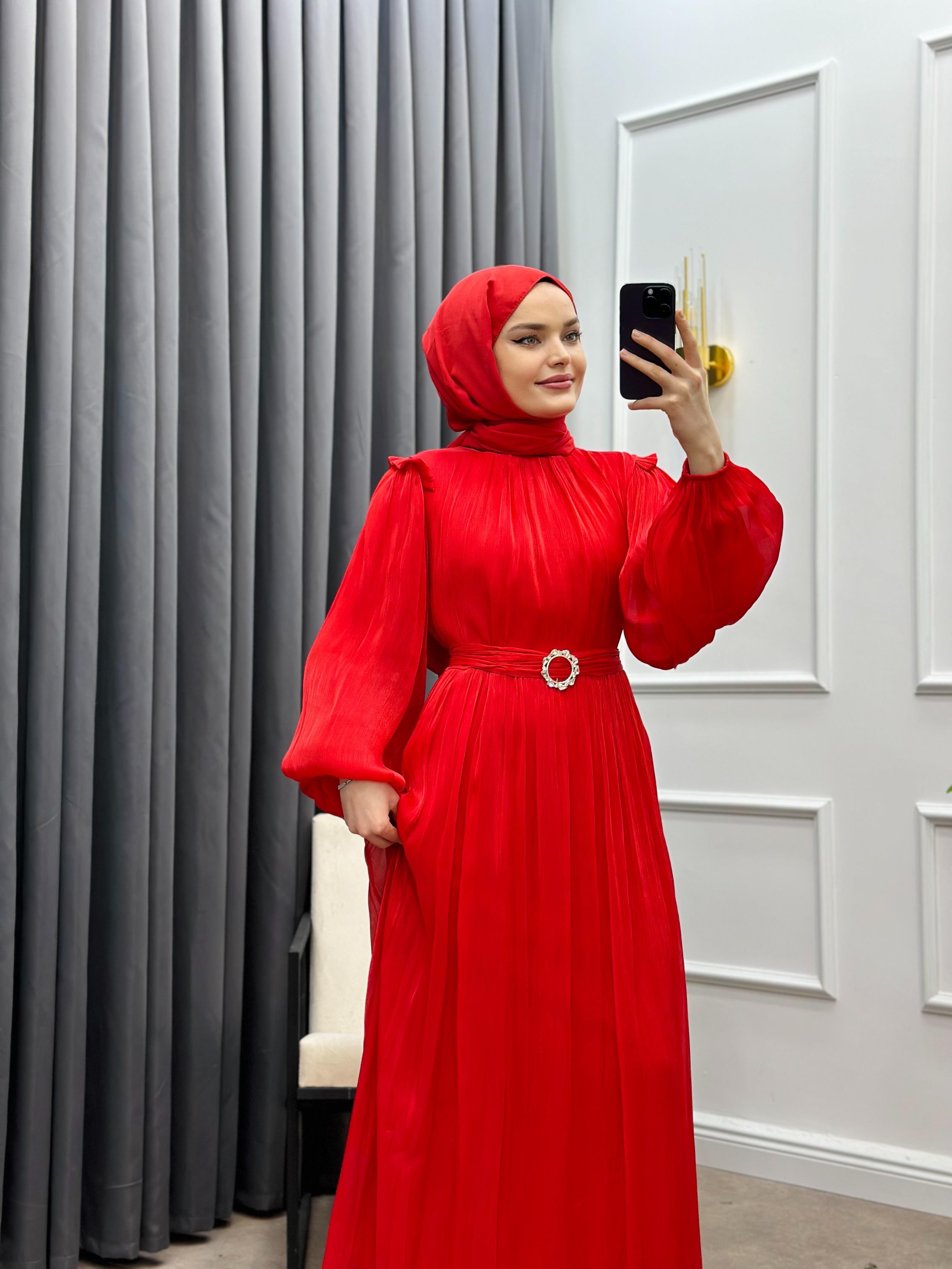 OMZU FIRFIRLI JANJAN ABİYE KIRMIZI