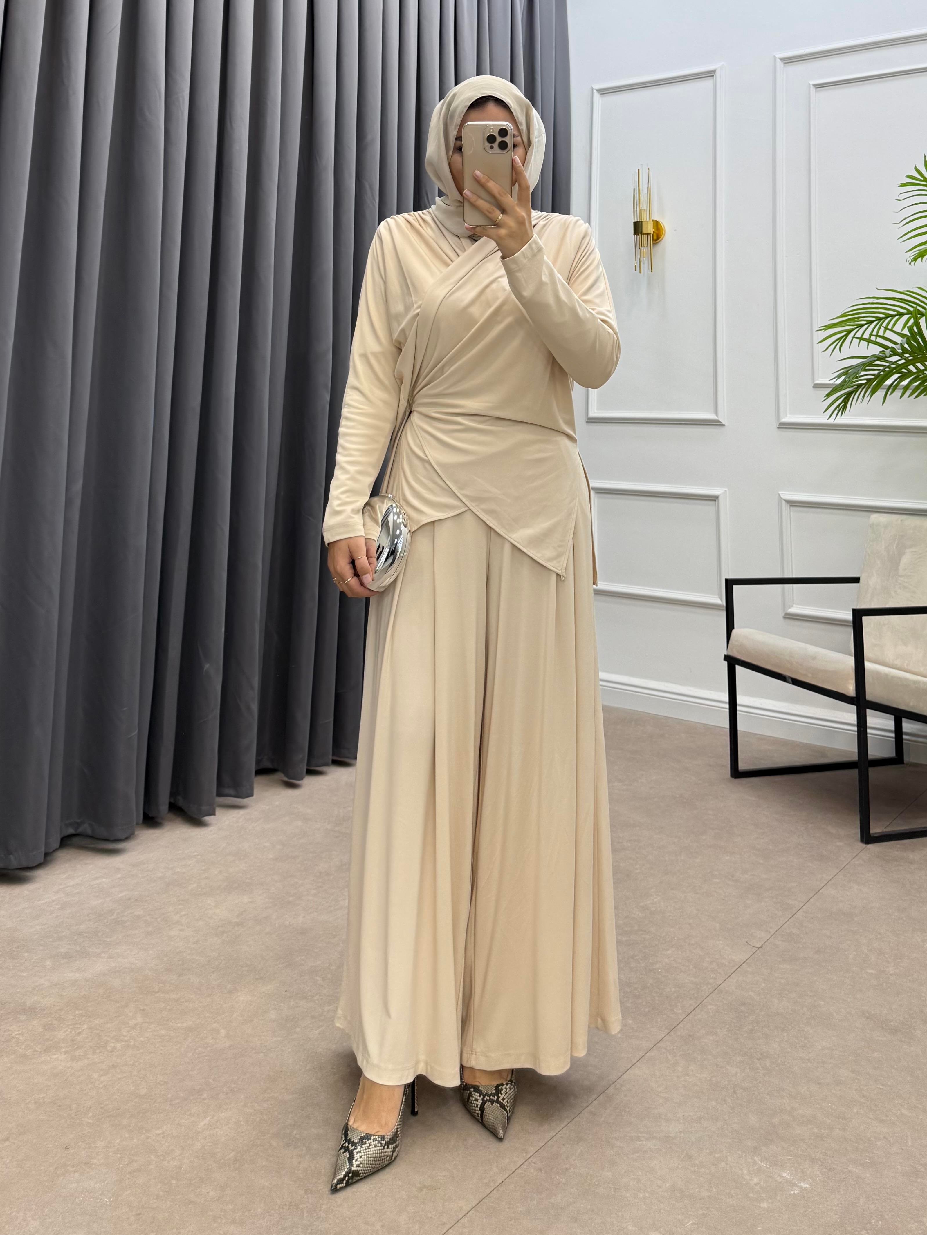 ÖNDEN BAĞLAMALI OYSHO PANTOLONLU TAKIM TAŞ