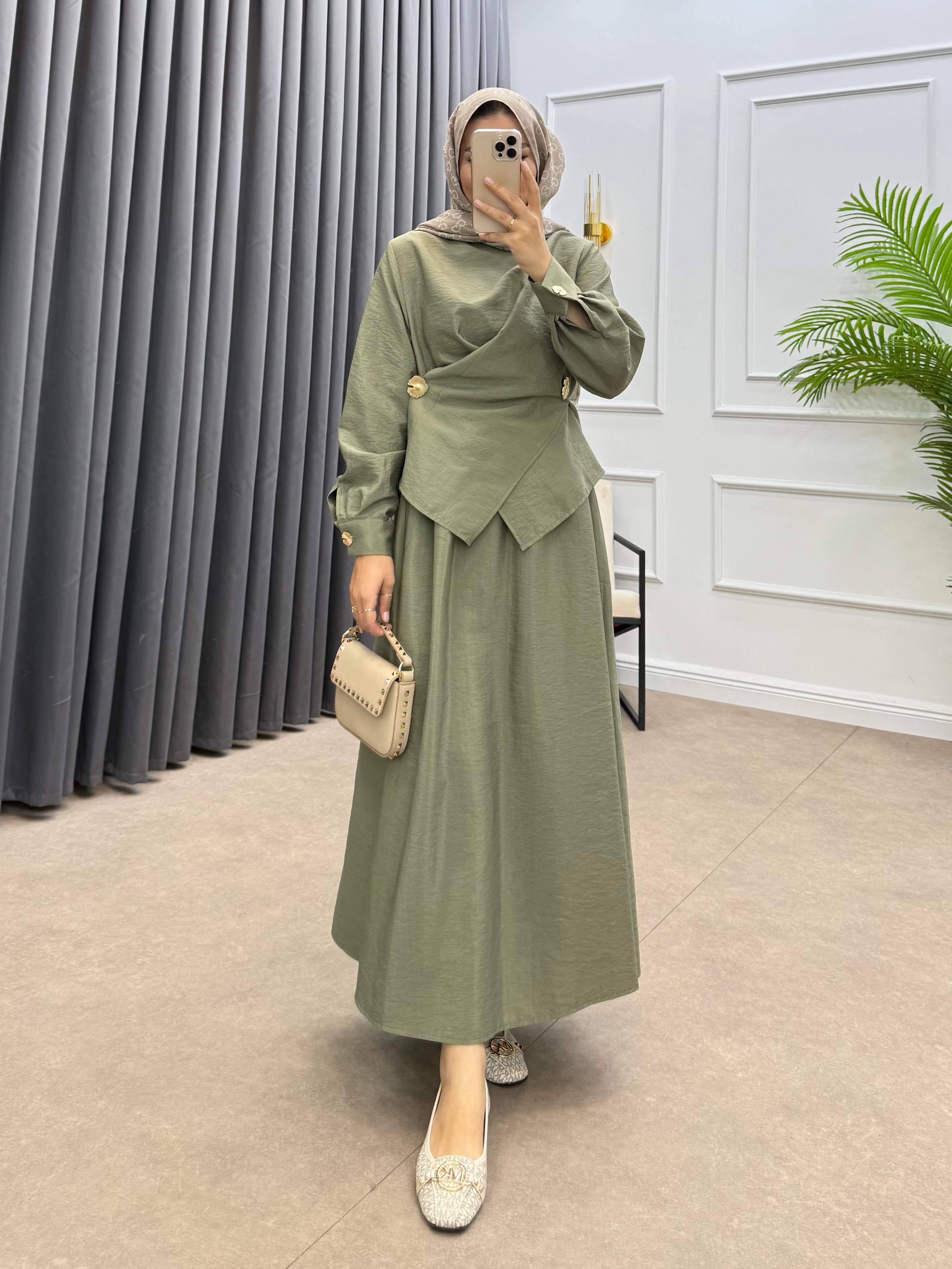 ÖNDEN ÇAPRAZ BAĞLAMALI ETEKLİ TAKIM MİNT