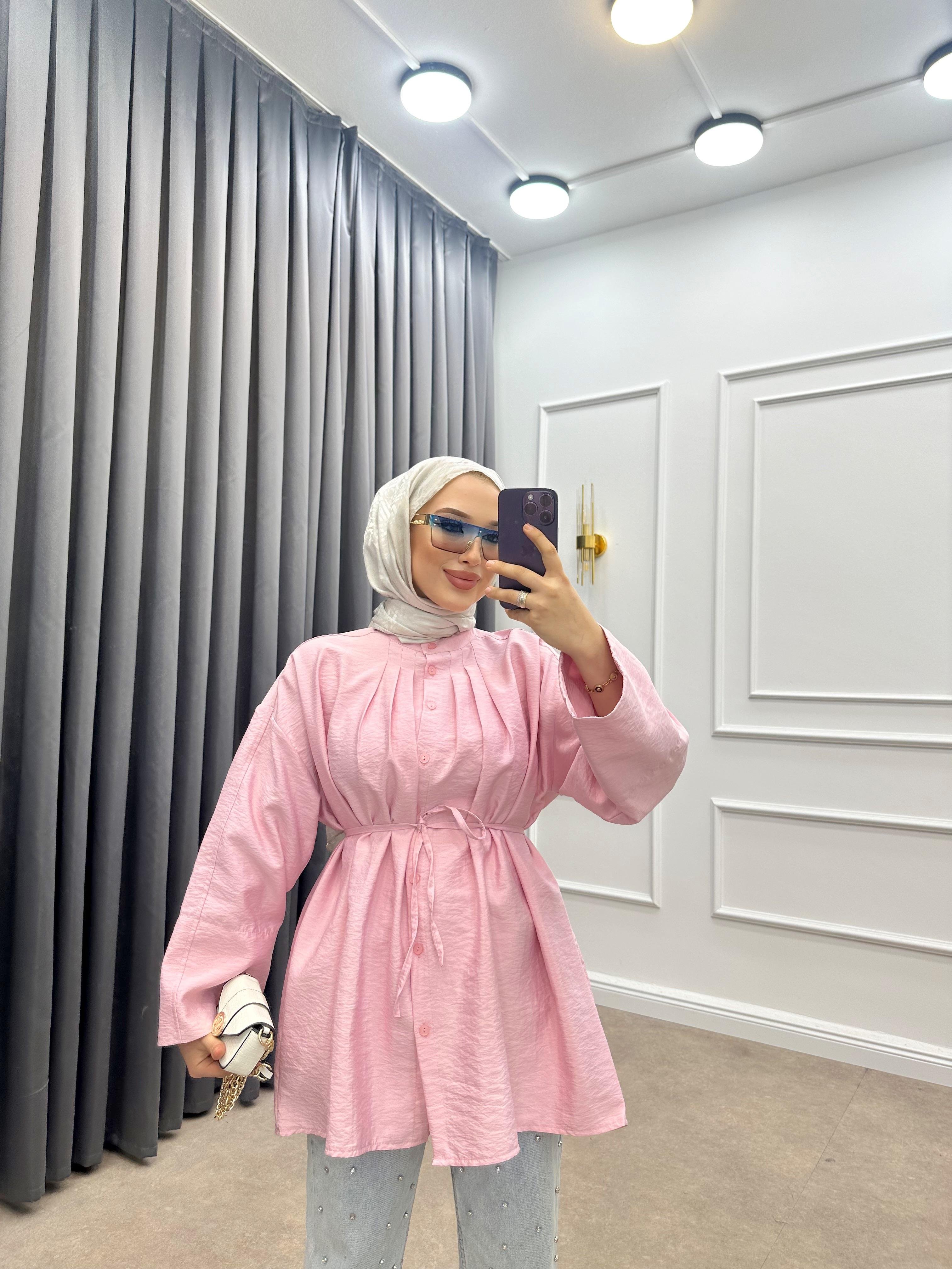 ÖNÜ PENSLİ GÖMLEK PEMBE