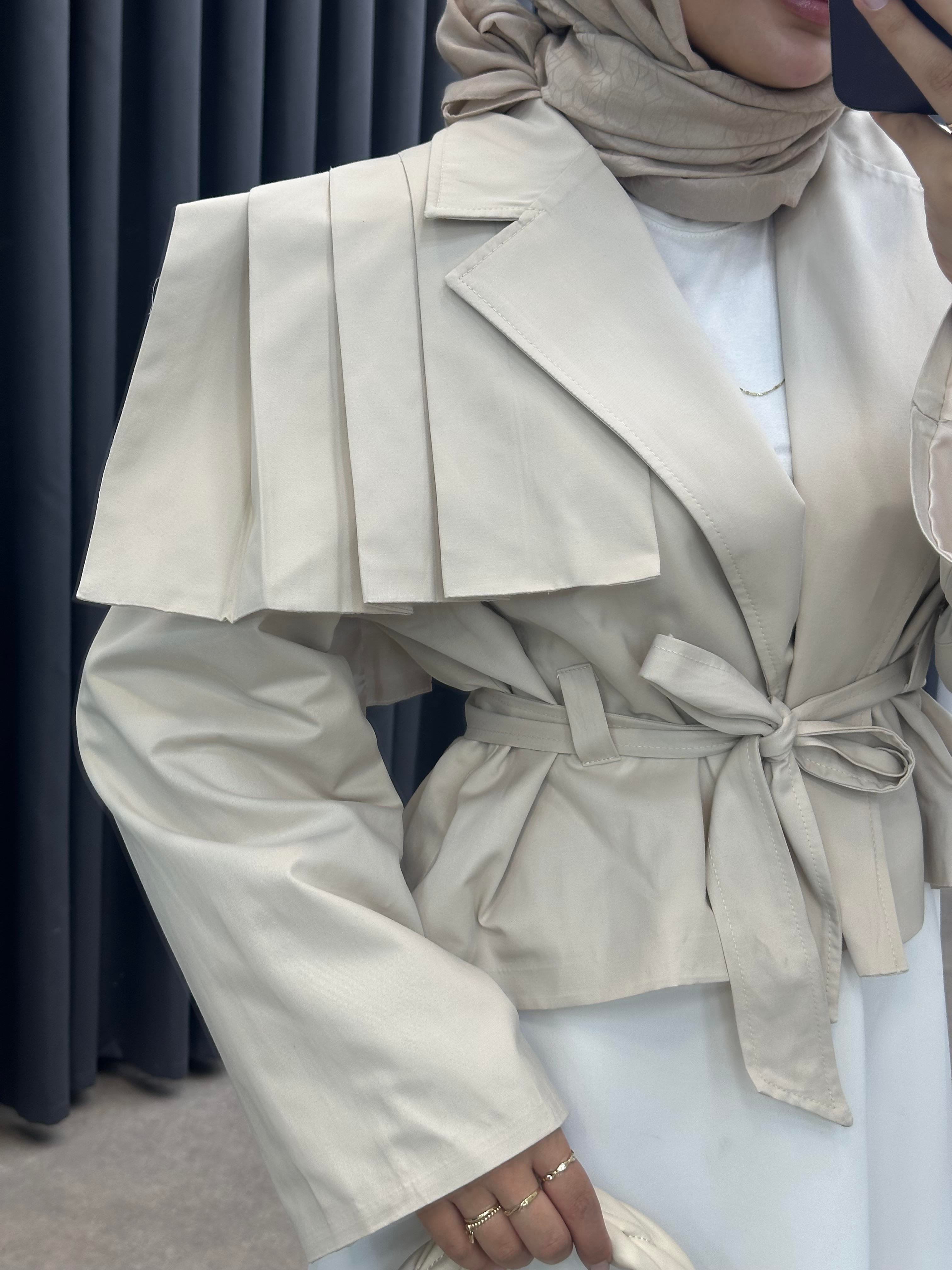 ÖNÜ PENSLİ KISA TRENÇKOT TAŞ