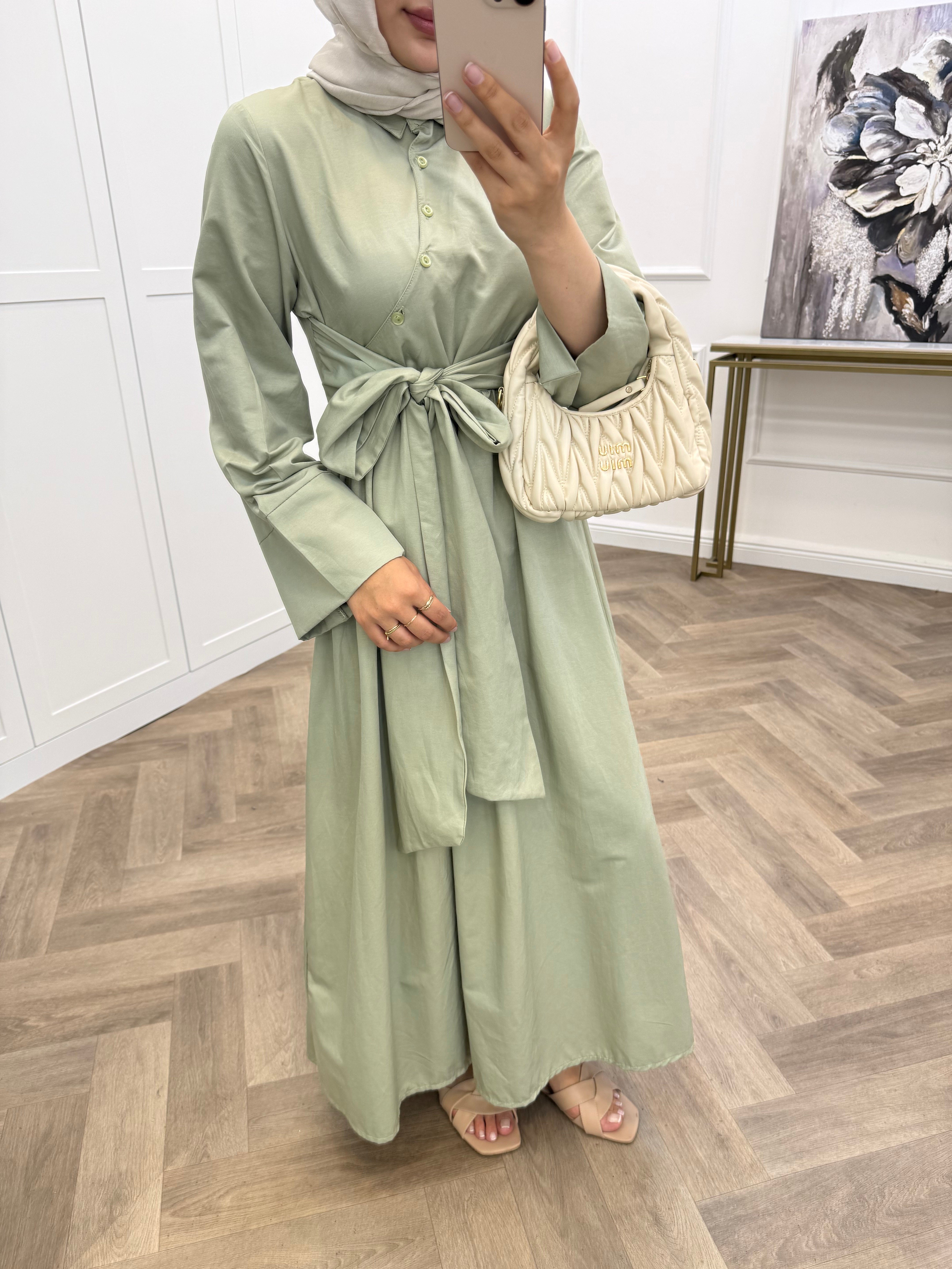 PAMELA POPLİN ELBİSE MİNT
