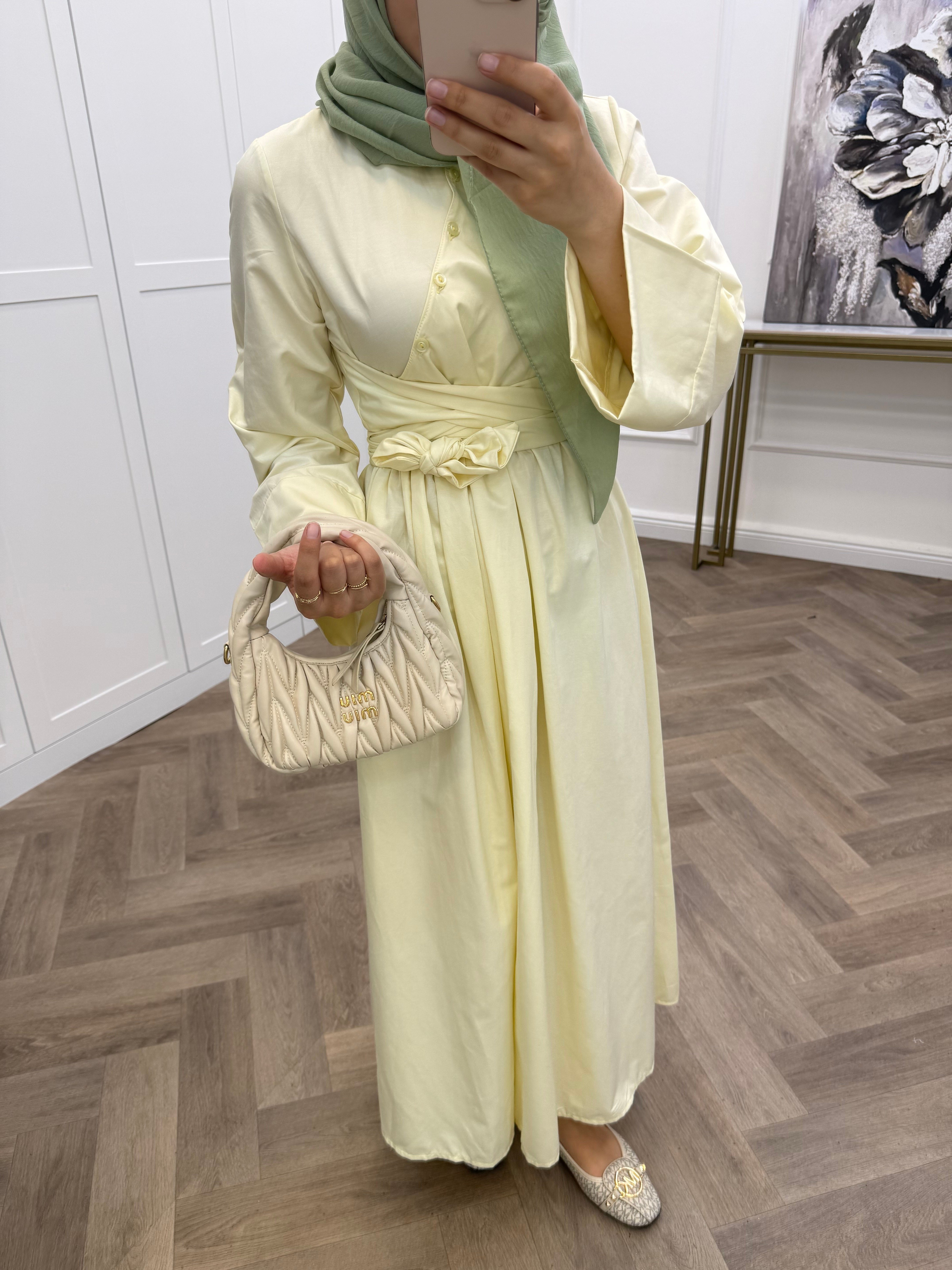 PAMELA POPLİN ELBİSE SARI