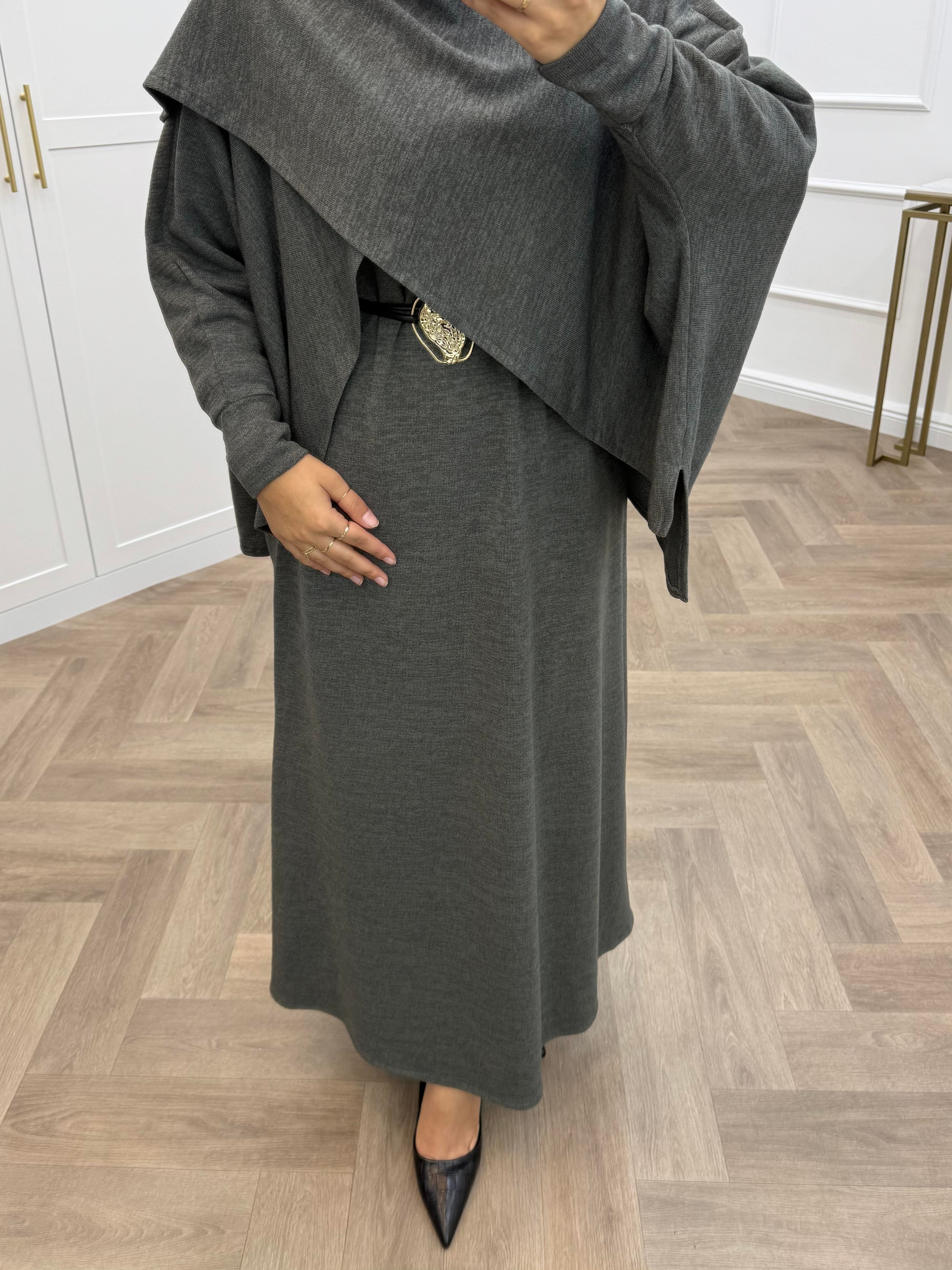 PANÇO DETAY TRİKO ELBİSE HAKİ